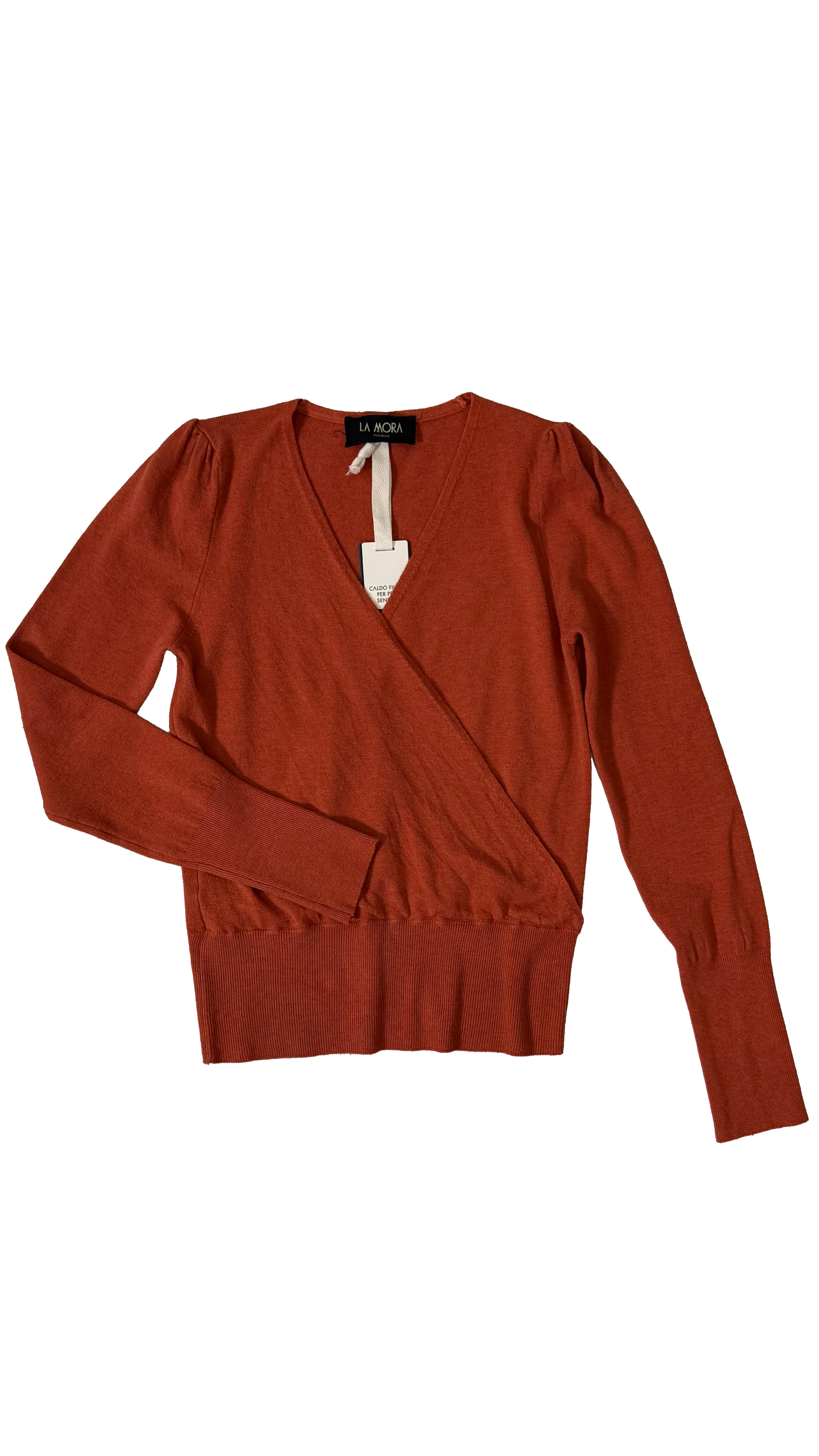 MAGLIA INCROCIO CON MANICA A SBUFFO IN CALDA VISCOSA
