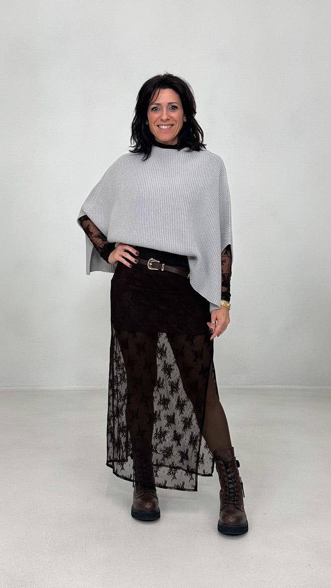 GONNA LUNGA IN PIZZO ELASTICIZZATO CON SOTTOGONNA