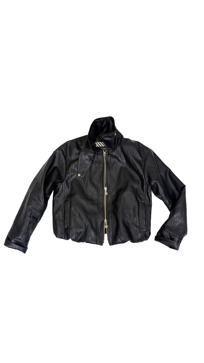 BOMBER IN FINTA PELLE CON ZIP