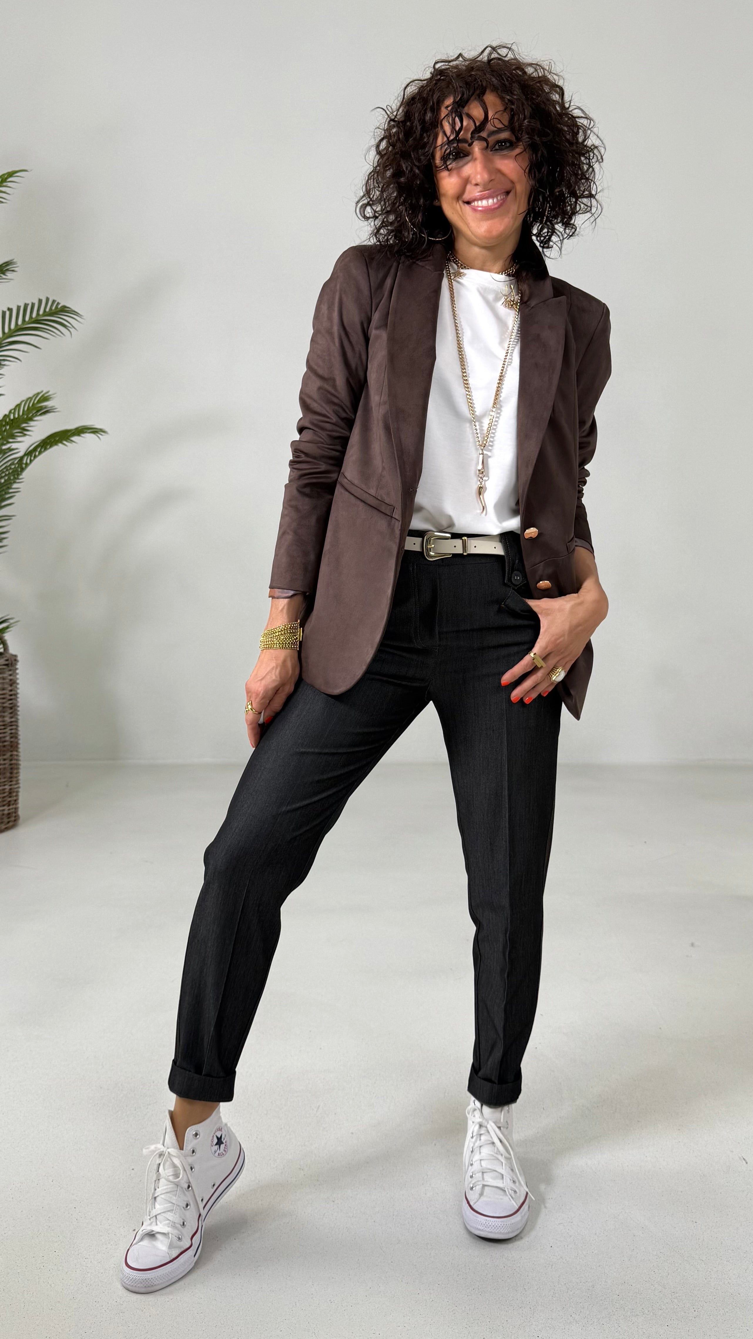 GIACCA BLAZER IN DAINETTO EFFETTO CAMOSCIO CON FODERA CANGIANTE