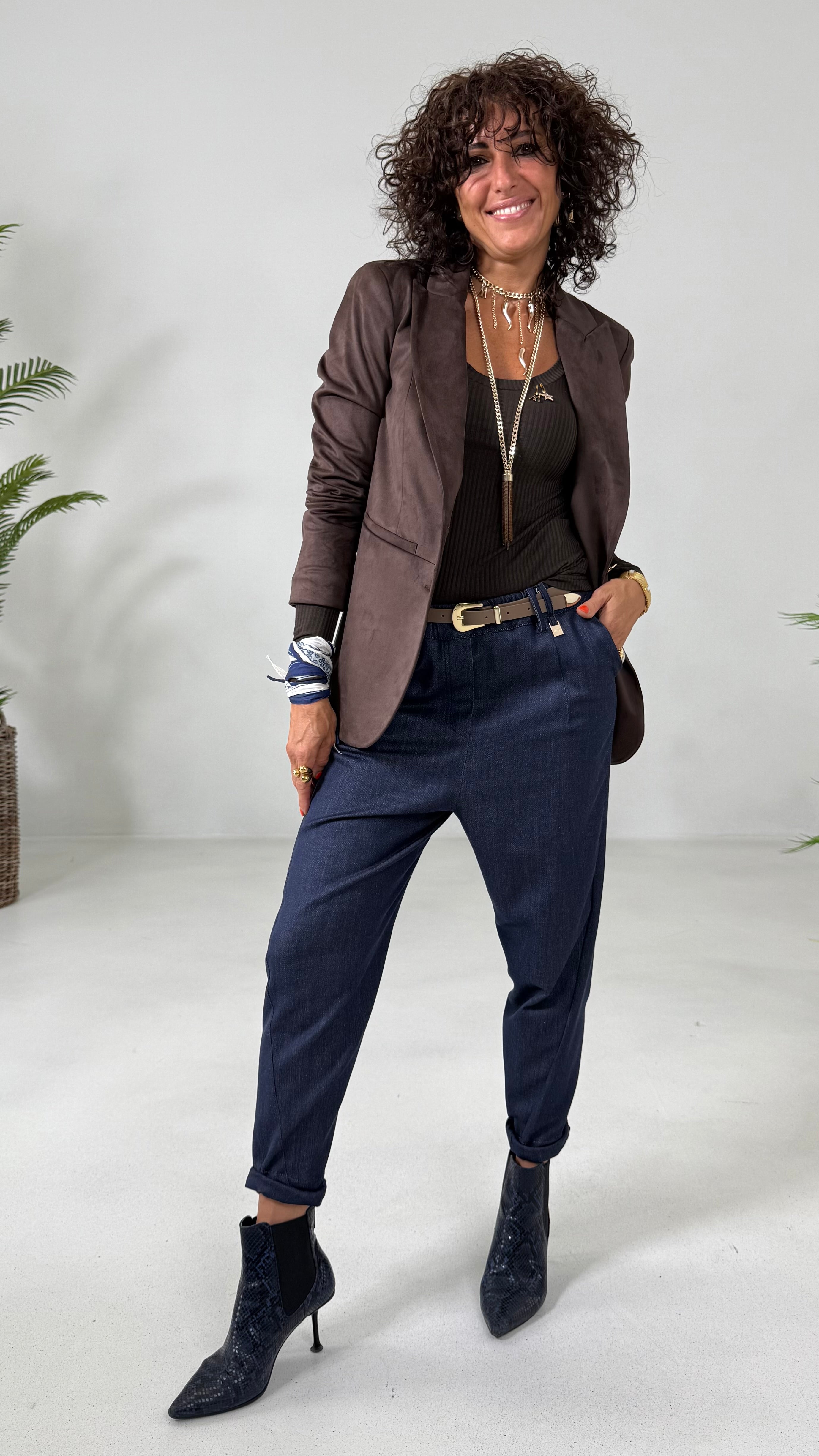 GIACCA BLAZER IN DAINETTO EFFETTO CAMOSCIO CON FODERA CANGIANTE