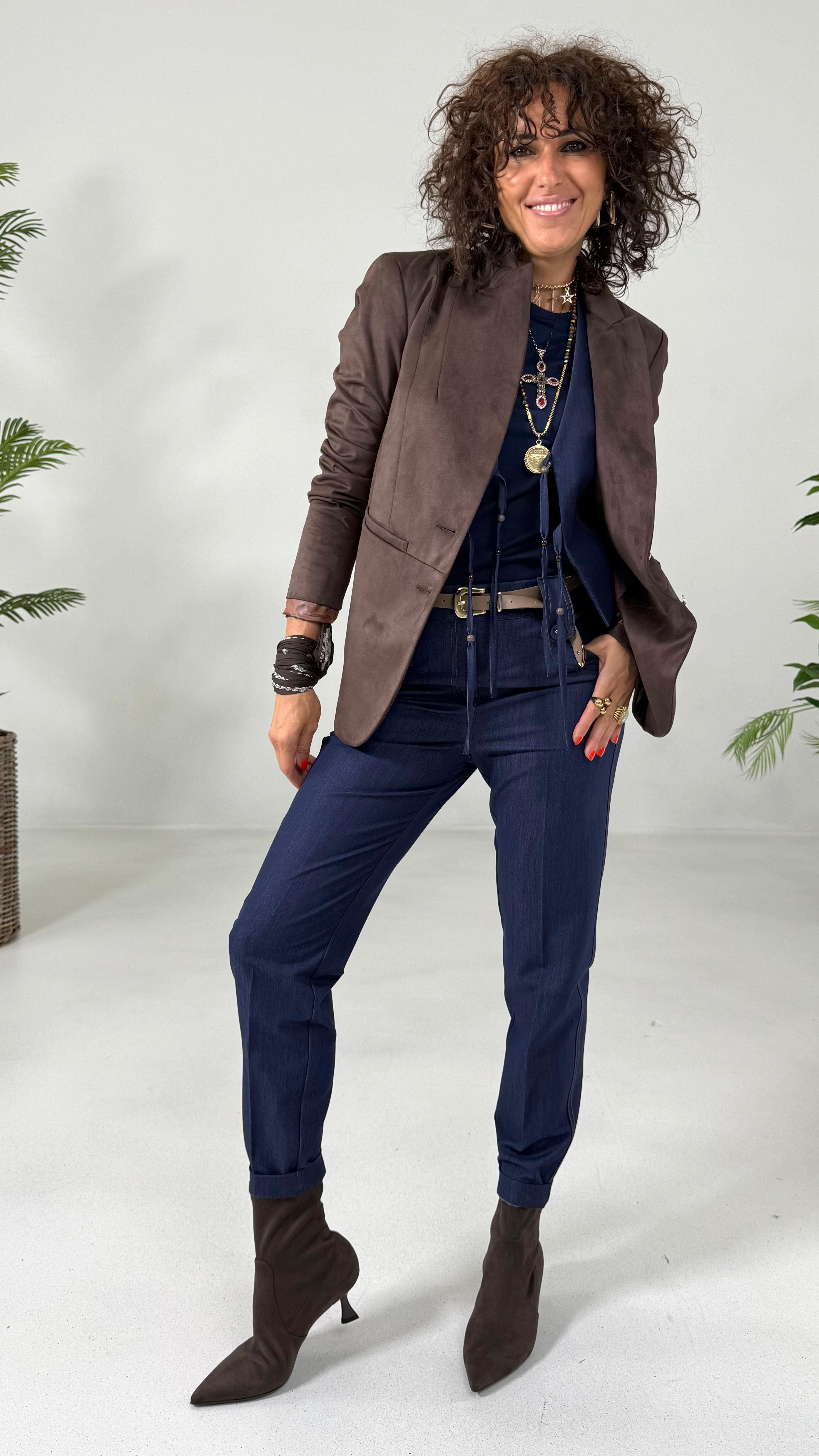 GIACCA BLAZER IN DAINETTO EFFETTO CAMOSCIO CON FODERA CANGIANTE