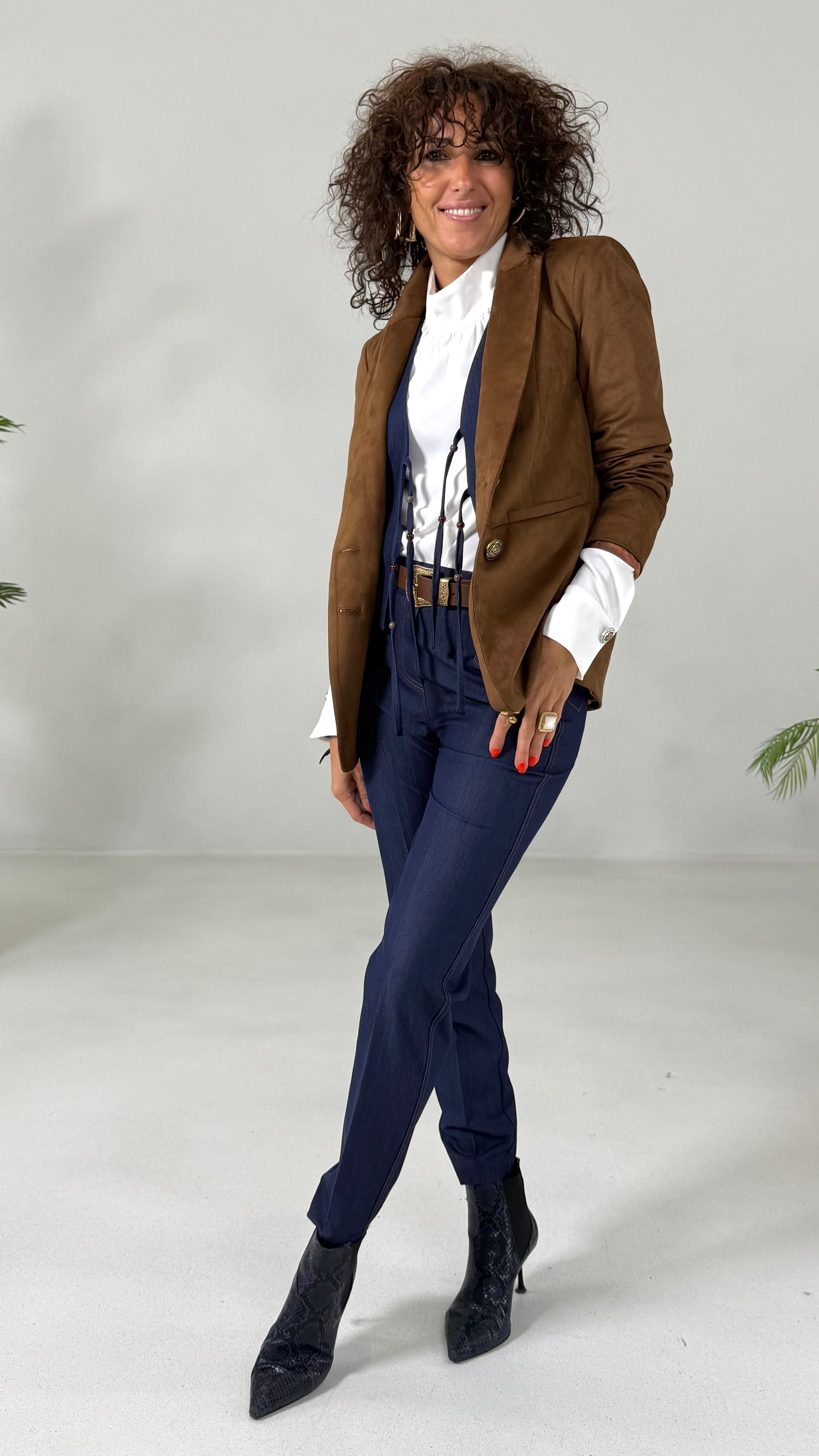 GIACCA BLAZER IN DAINETTO EFFETTO CAMOSCIO CON FODERA CANGIANTE