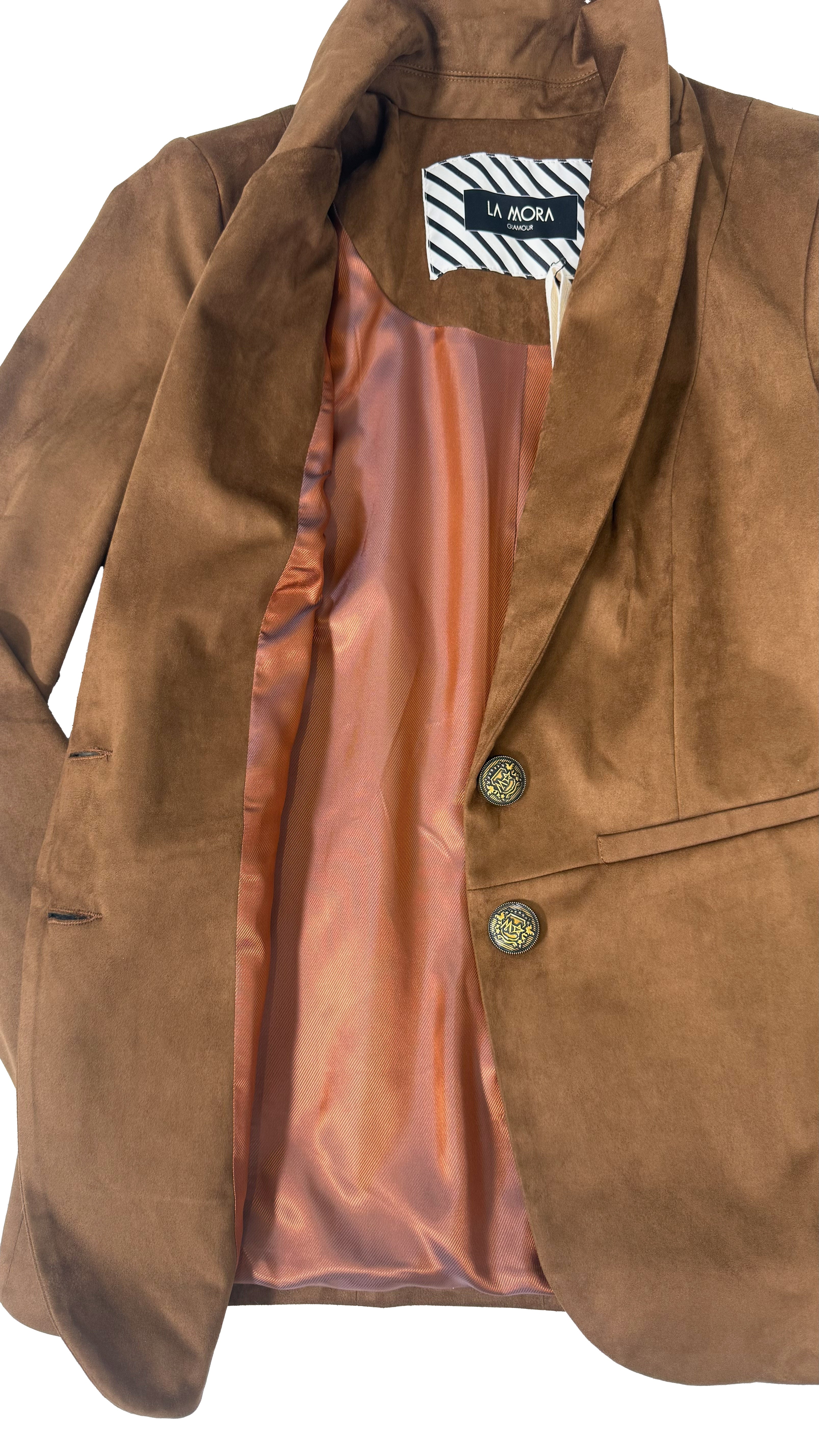 GIACCA BLAZER IN DAINETTO EFFETTO CAMOSCIO CON FODERA CANGIANTE