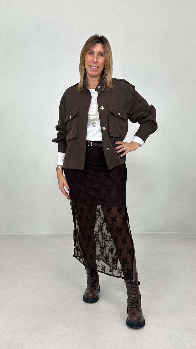 GONNA LUNGA IN PIZZO ELASTICIZZATO CON SOTTOGONNA