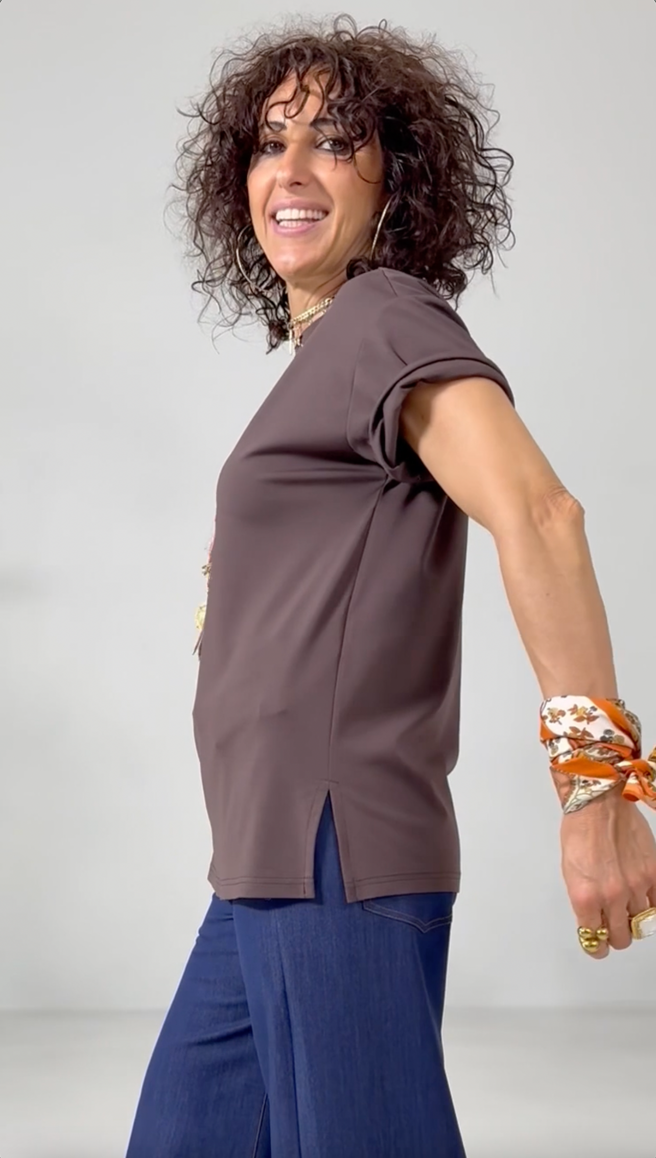 T-SHIRT QUADRATA IN JERSEY VISCOSA NYLON