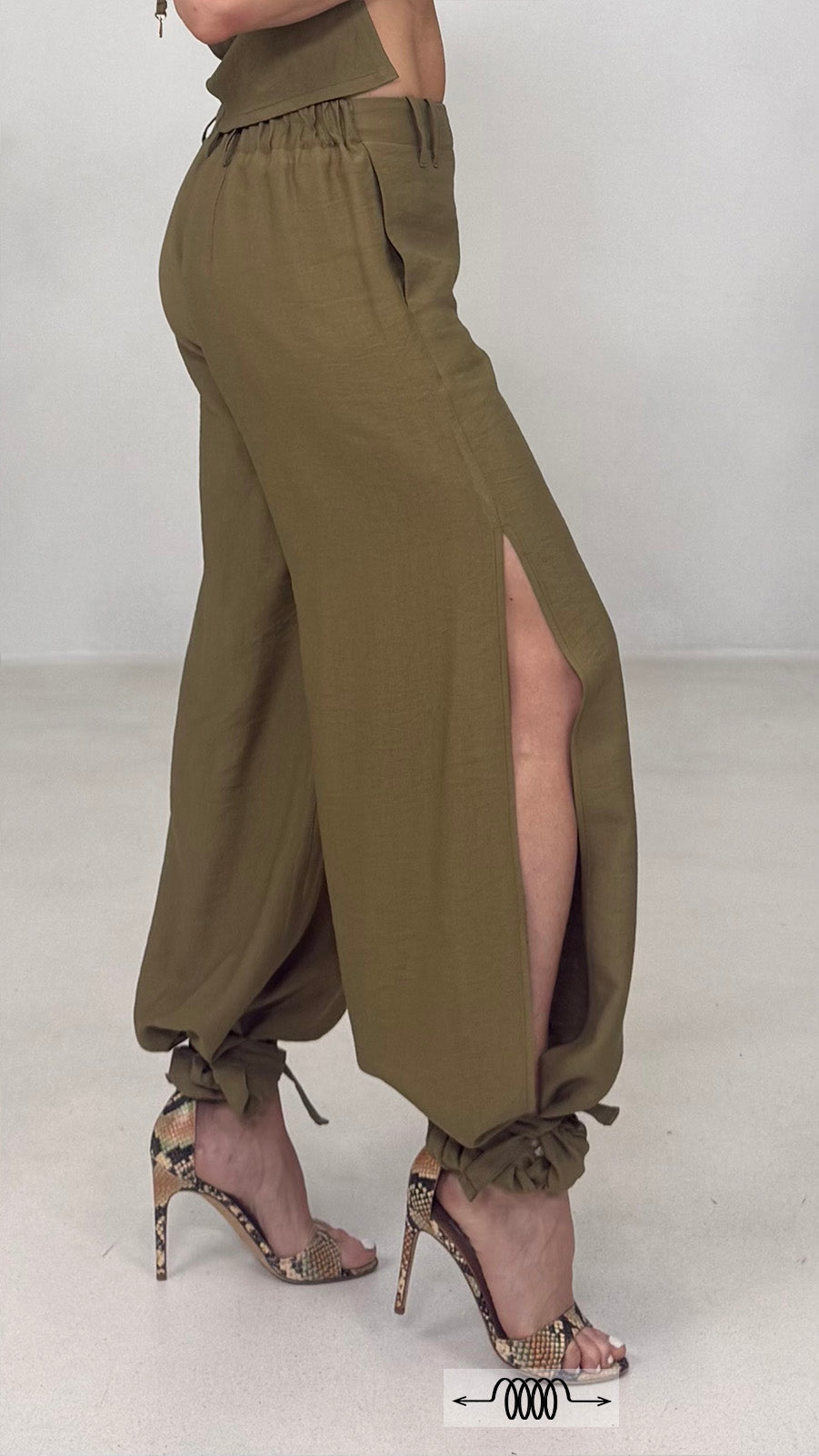 PANTALONE ODALISCA CON SPACCHI IN VISCOSA CRASH