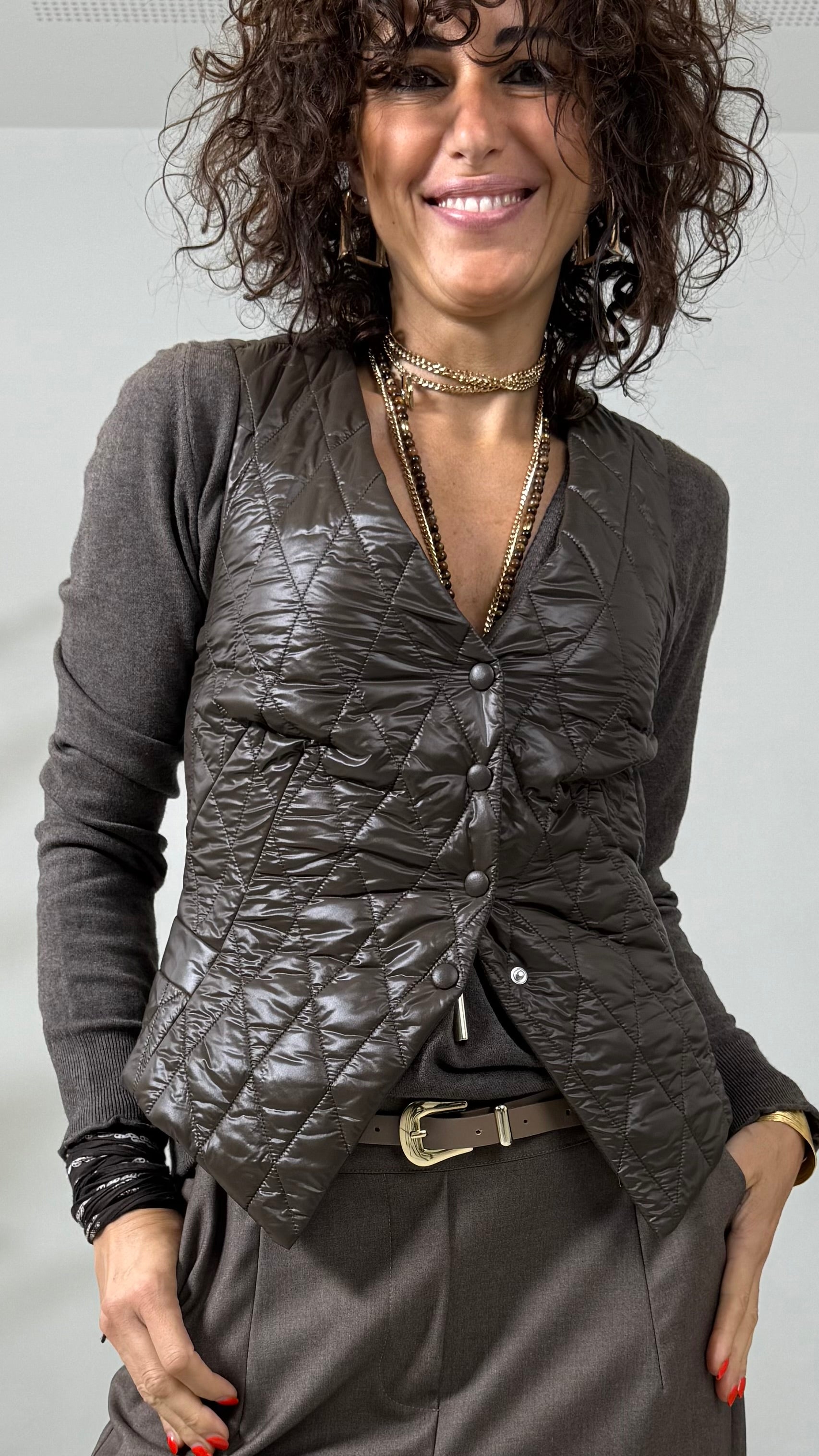 GILET TRAPUNTA ROMBO IN NYLON