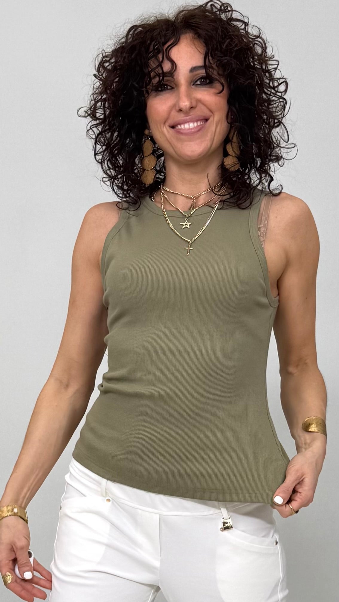 CANOTTA VOGATORE IN COSTINA COTONE ELASTICA