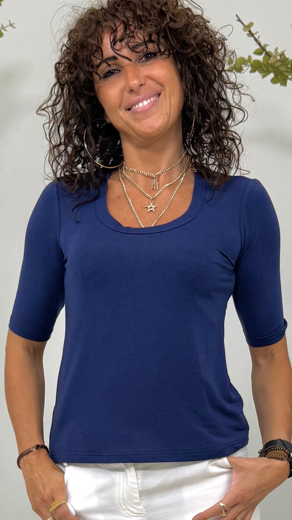 T-SHIRT MEZZA MANICA IN LYOCELL/LANA