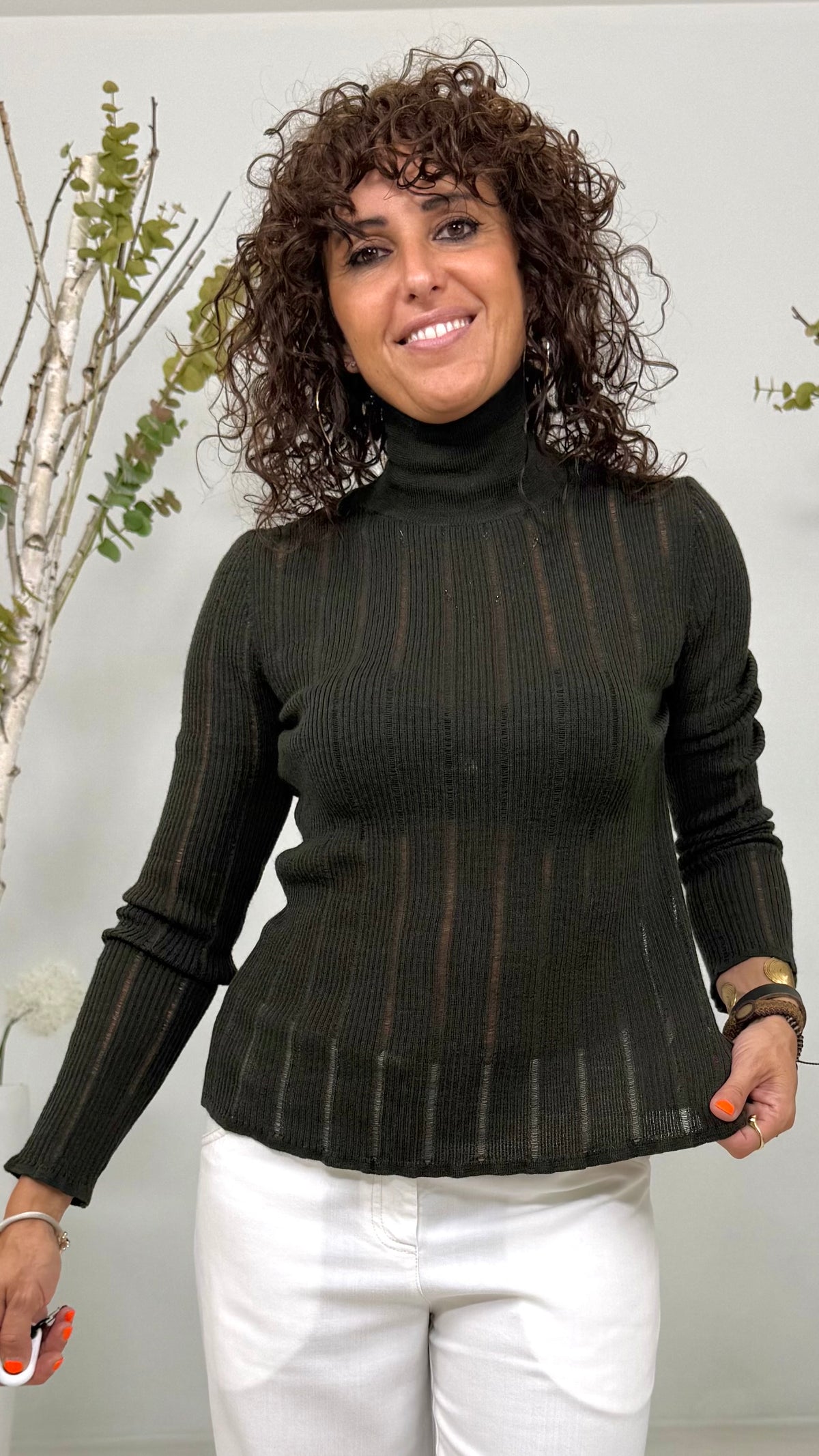 MAGLIA COLLO ALTO FLUTTUANTE IN MERINOS