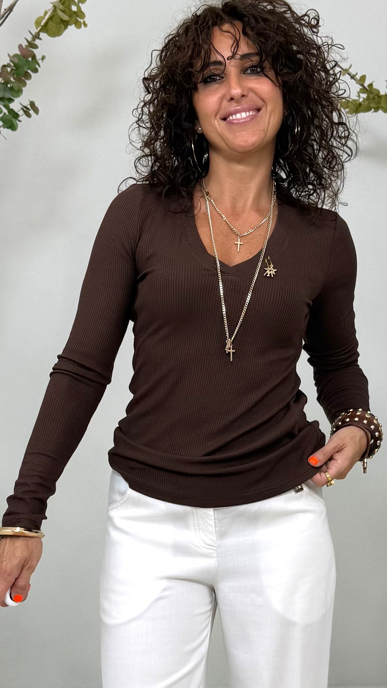 T-SHIRT COSTINA DI VISCOSA MANICA LUNGA