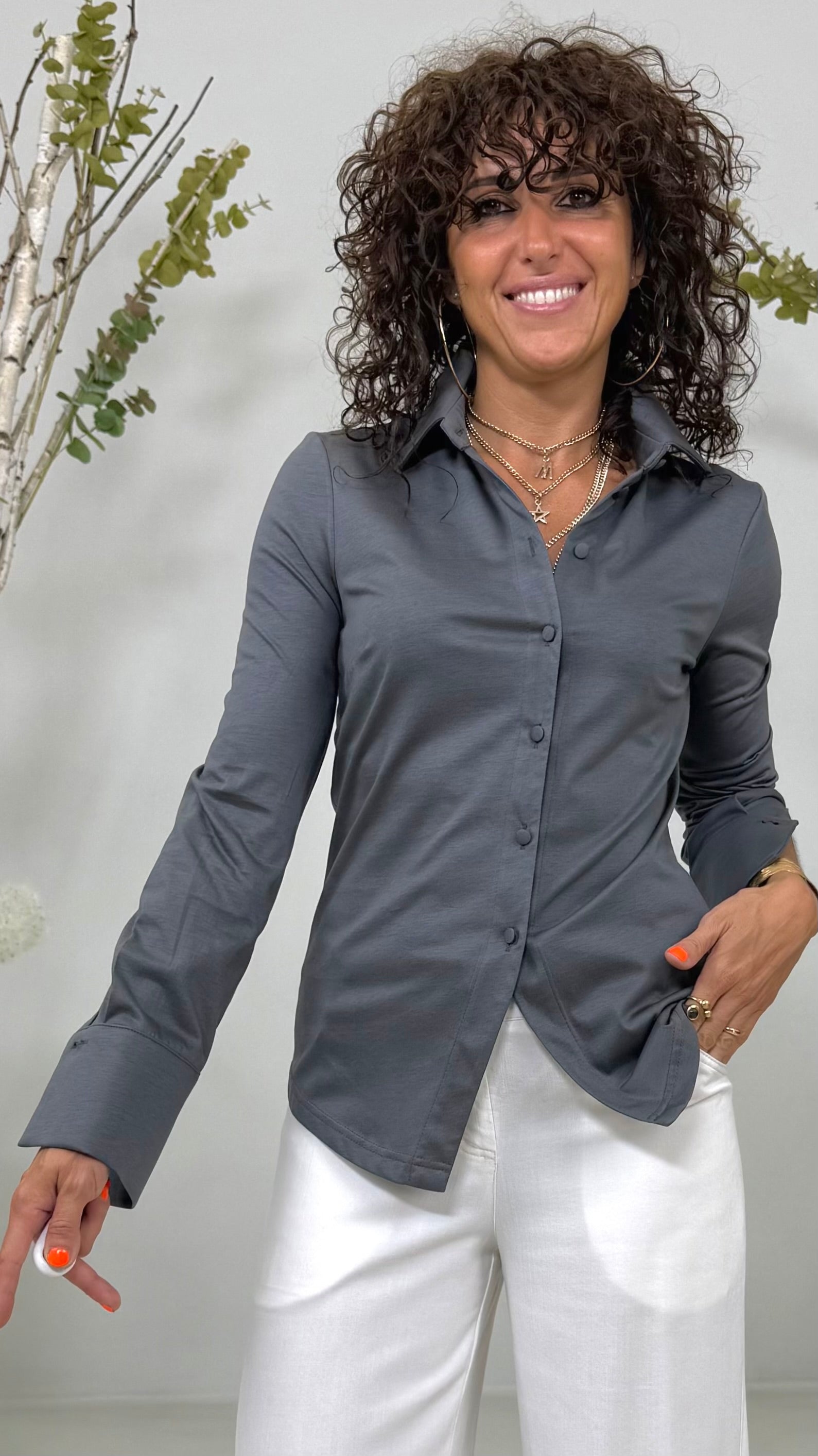 CAMICIA IN JERSEY DI COTONE MODAL