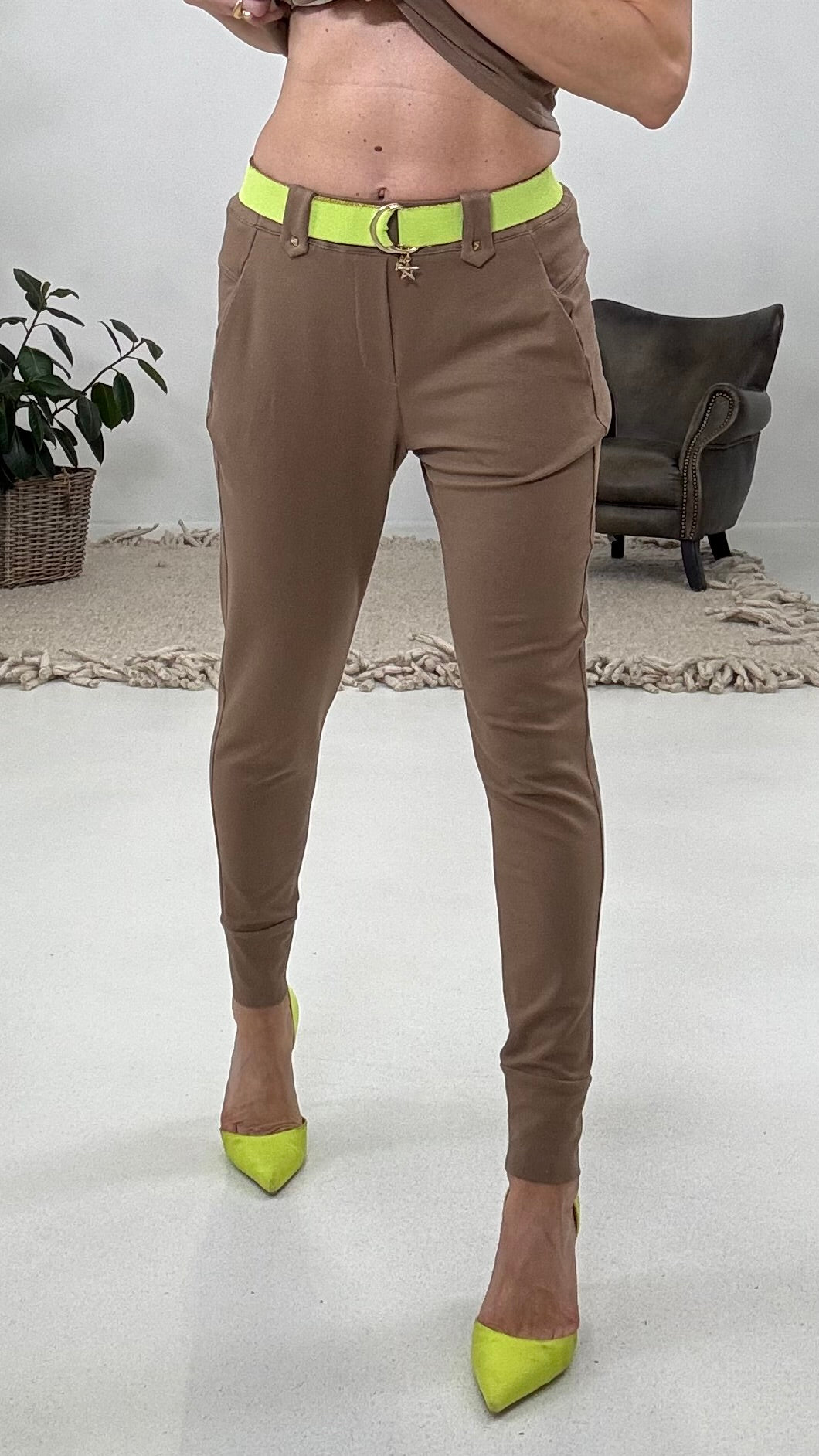 815 P25 FANGO PANTALONE IN FELPA LEGGERA DI VISCOSA CON POLSINO AL FONDO