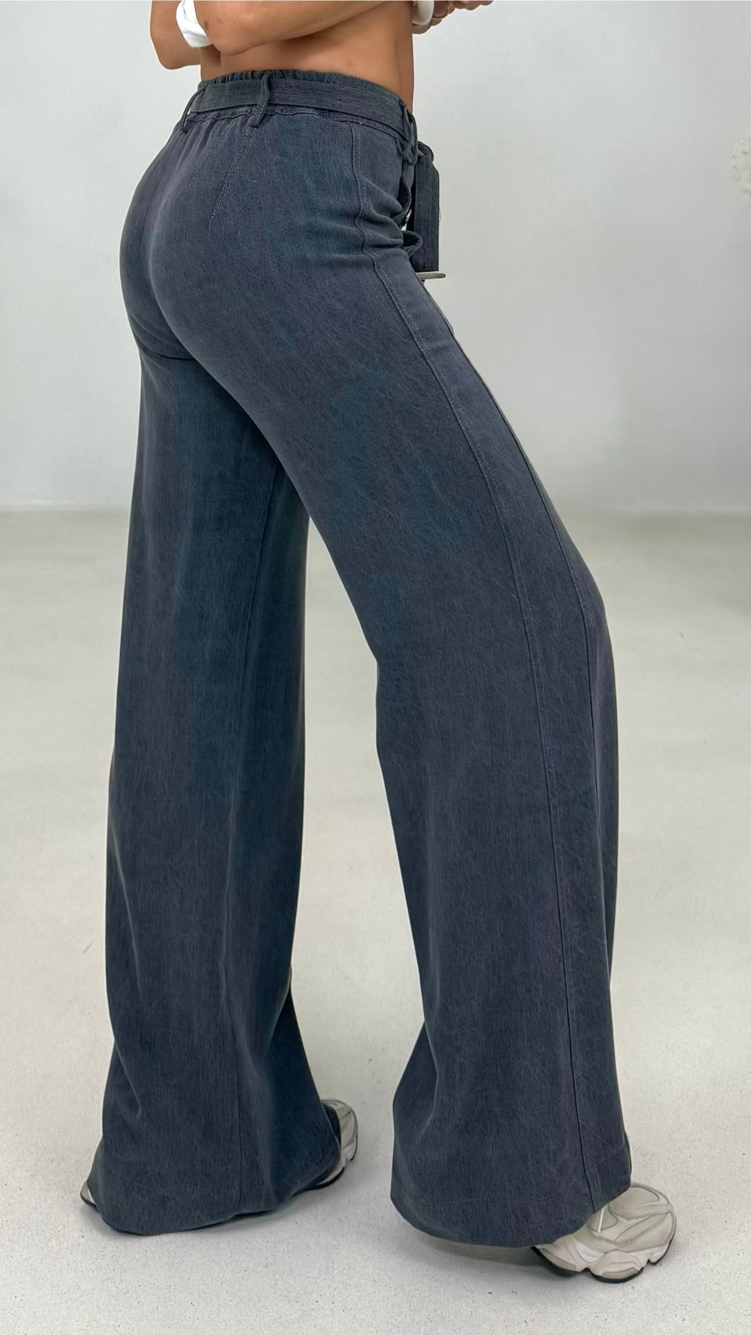 PALAZZO IN JEANS LYOCELL CON CINTURA
