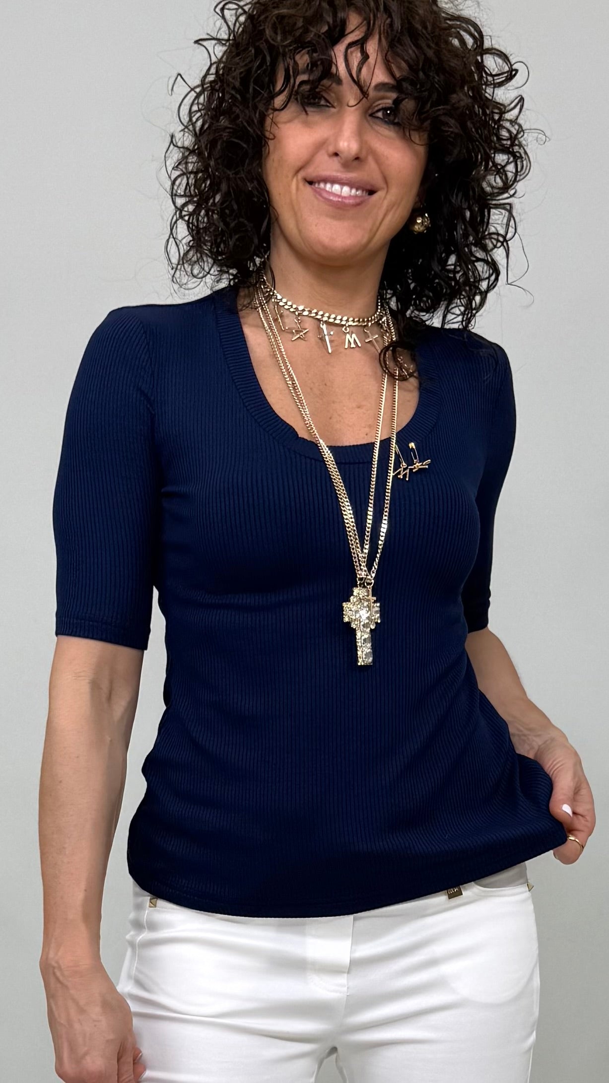 FURBA A COSTINE VISCOSA ELASTICA CON SCOLLO TONDO E MANICA AL GOMITO