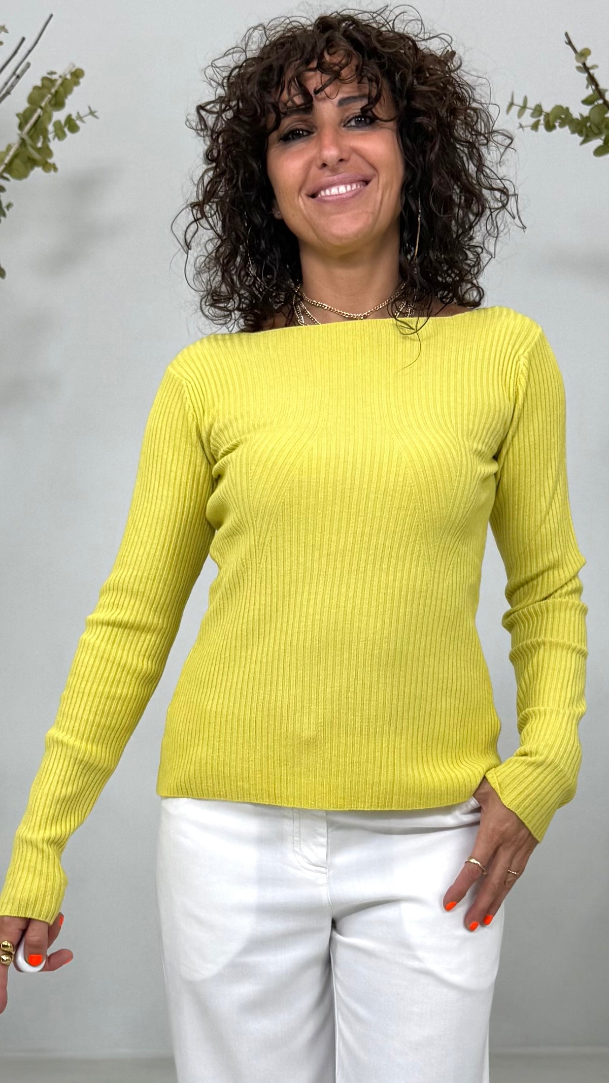 MAGLIA COSTINA SLIM SCOLLO A BARCHETTA IN CALDA VISCOSA