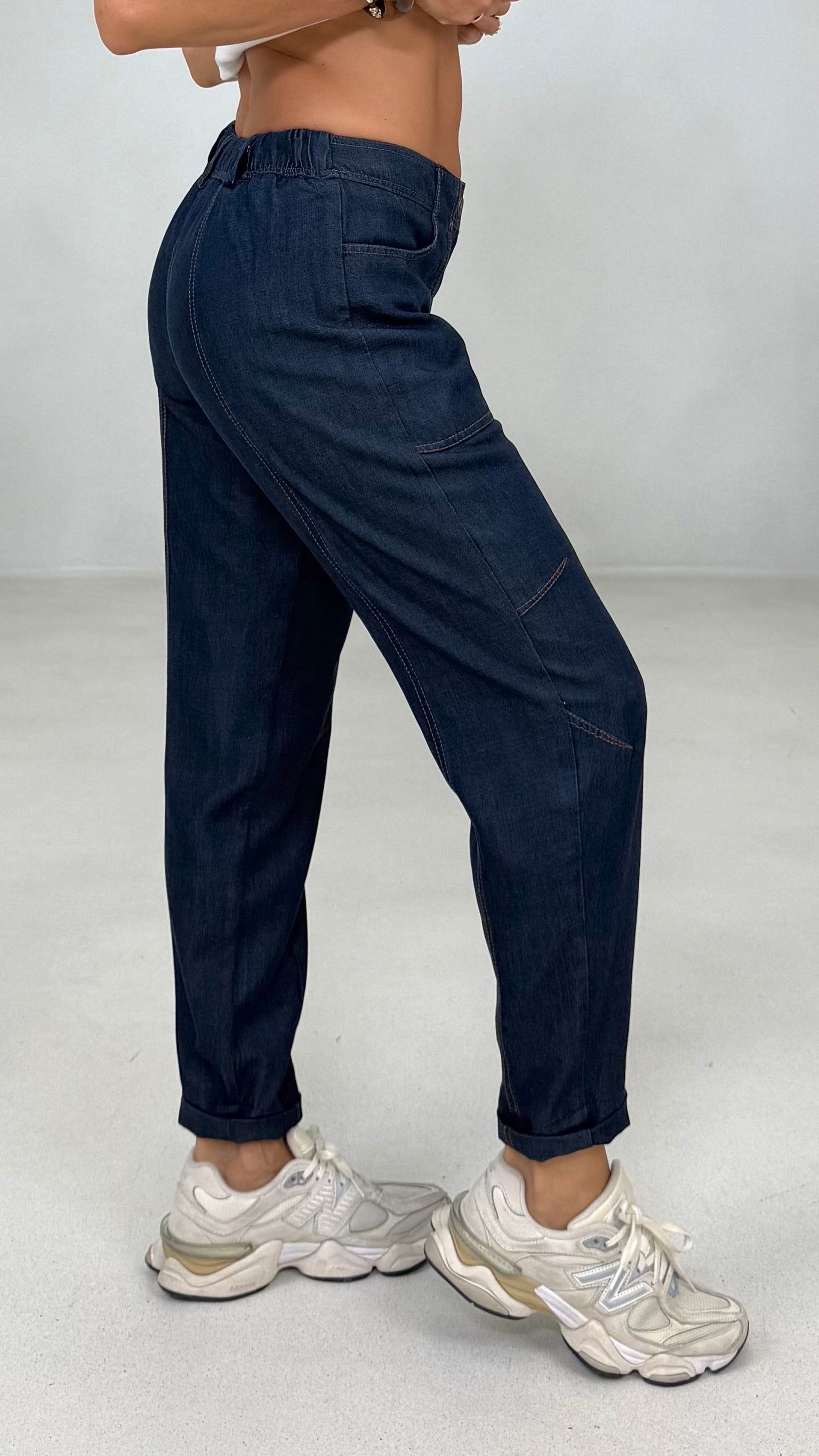 BAGGY CON TASCONI IN JEANS LYOCELL