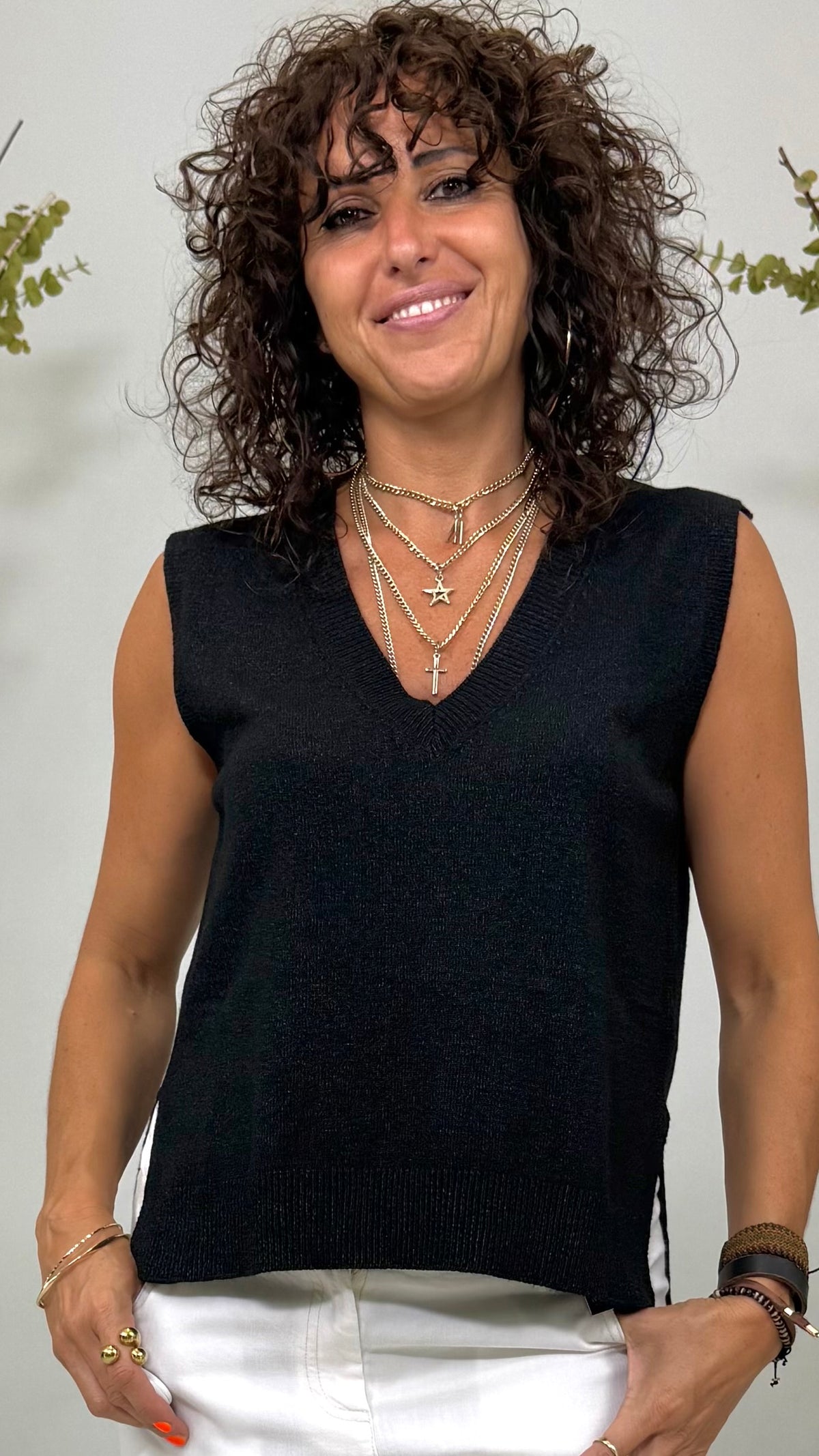 GILET MAGLIA SCOLLO A V IN CALDA VISCOSA