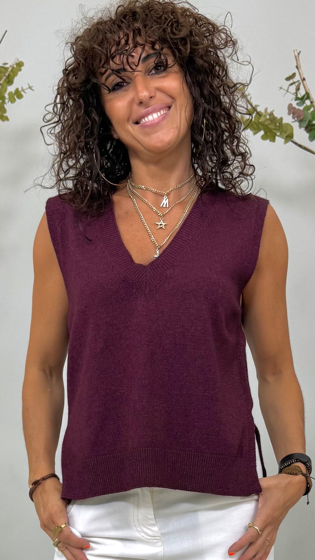 GILET MAGLIA SCOLLO A V IN CALDA VISCOSA