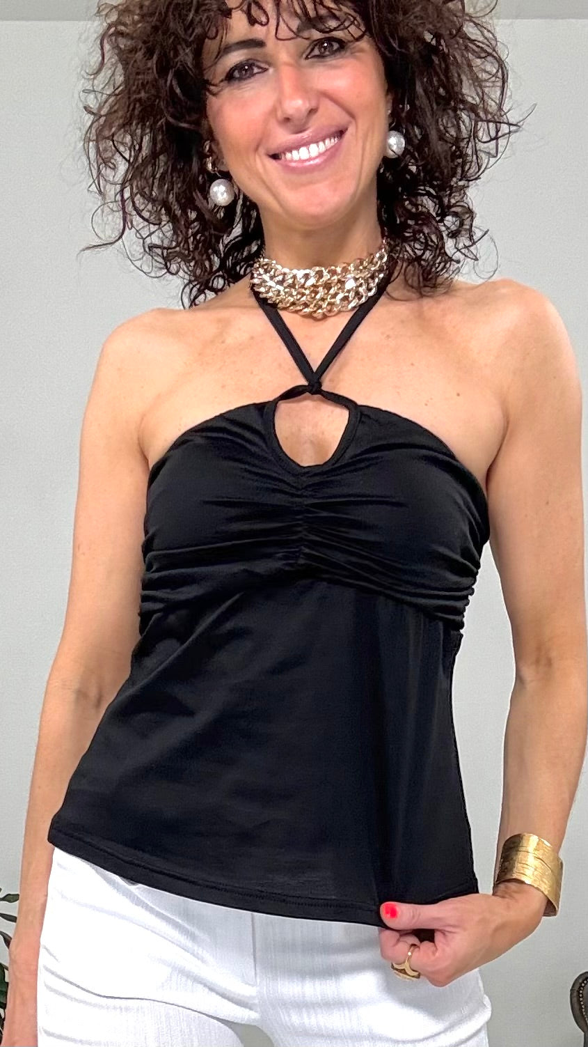 603 P25 NERO TOP IN JERSEY MODAL ARRICCI DAVANTI