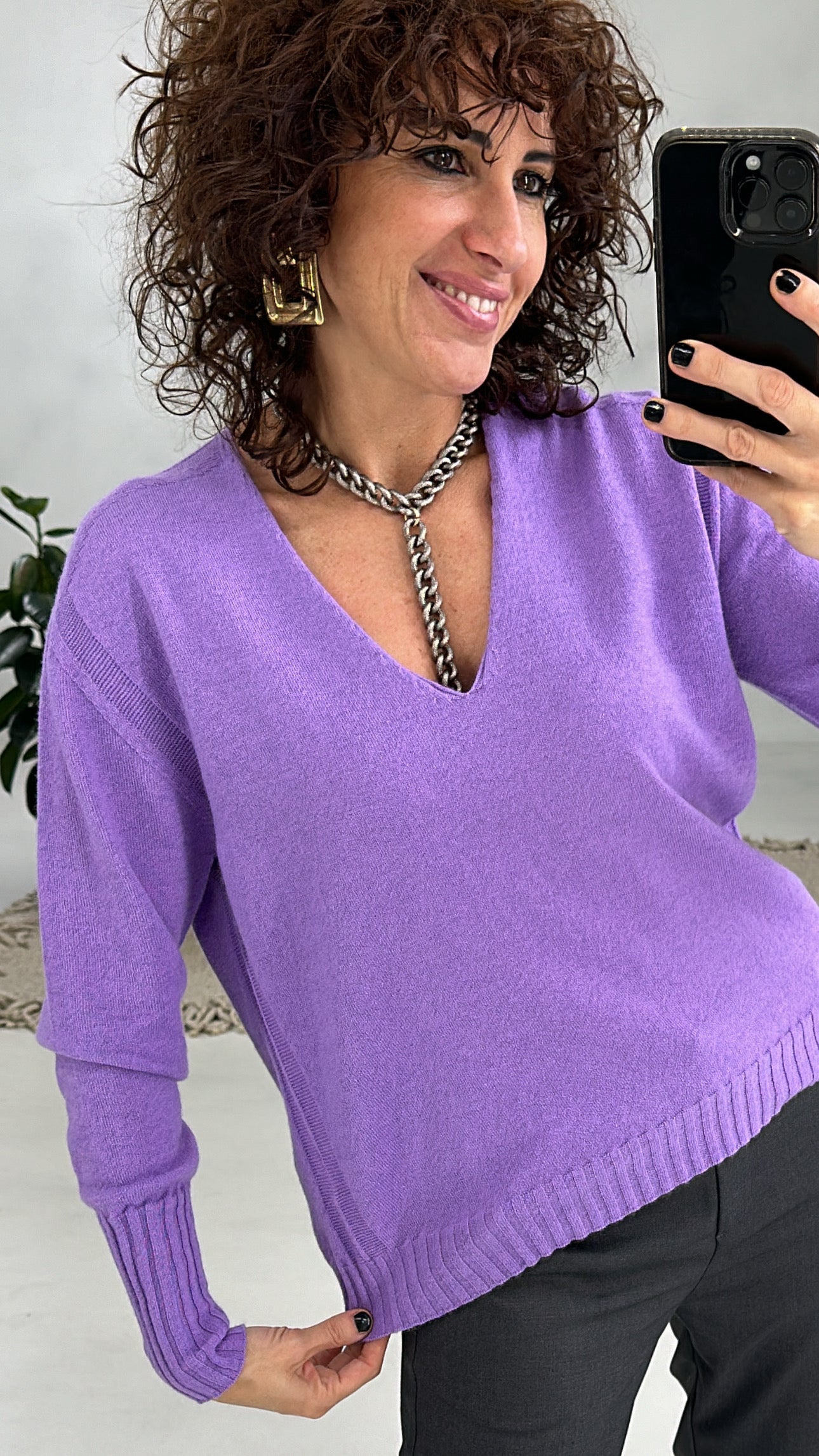 MAGLIONCINO MISTO CASHMERE SCOLLO A V