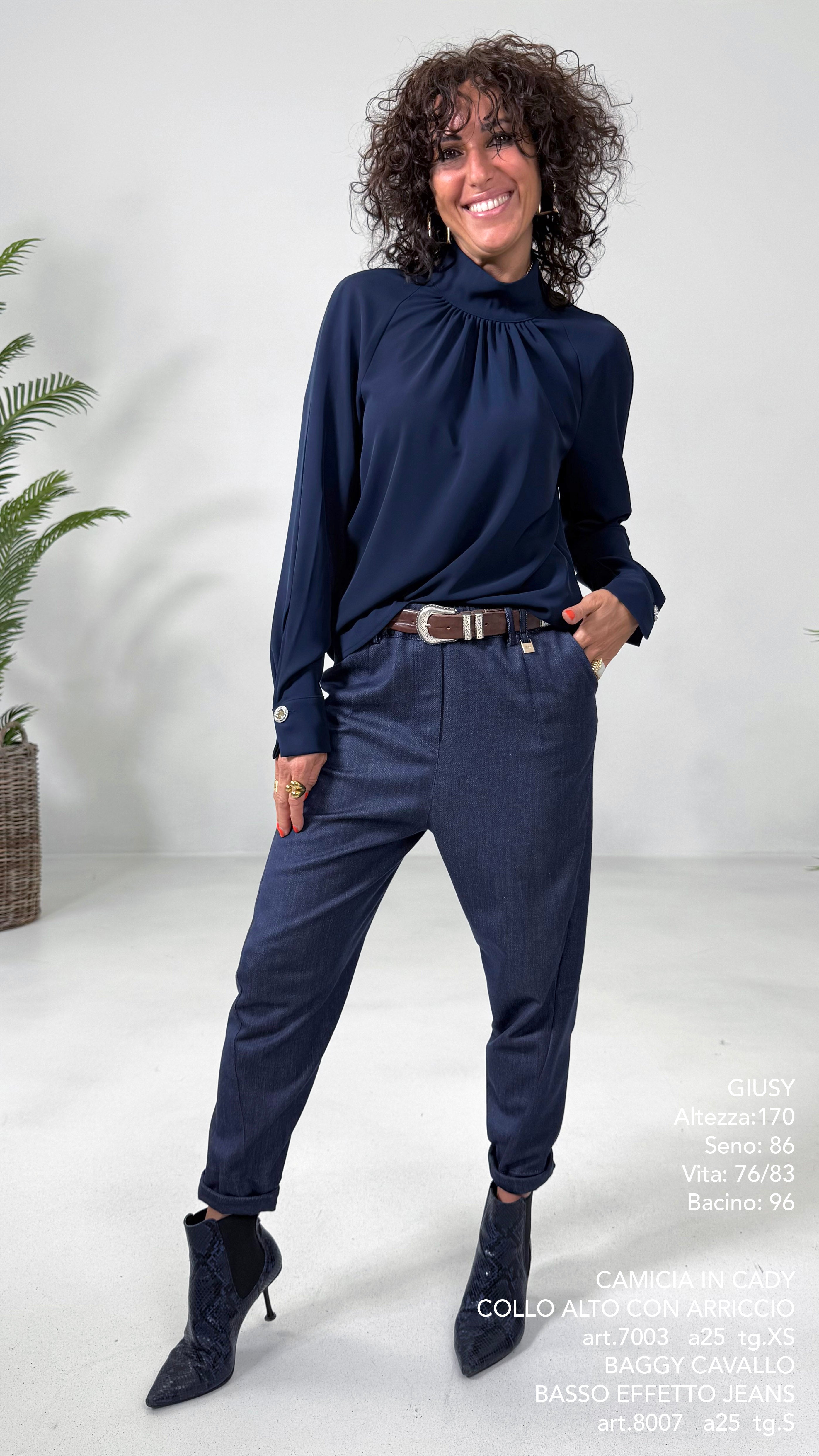 CAMICIA IN CADY FLUIDO COLLO ALTO CON ARRICCIO