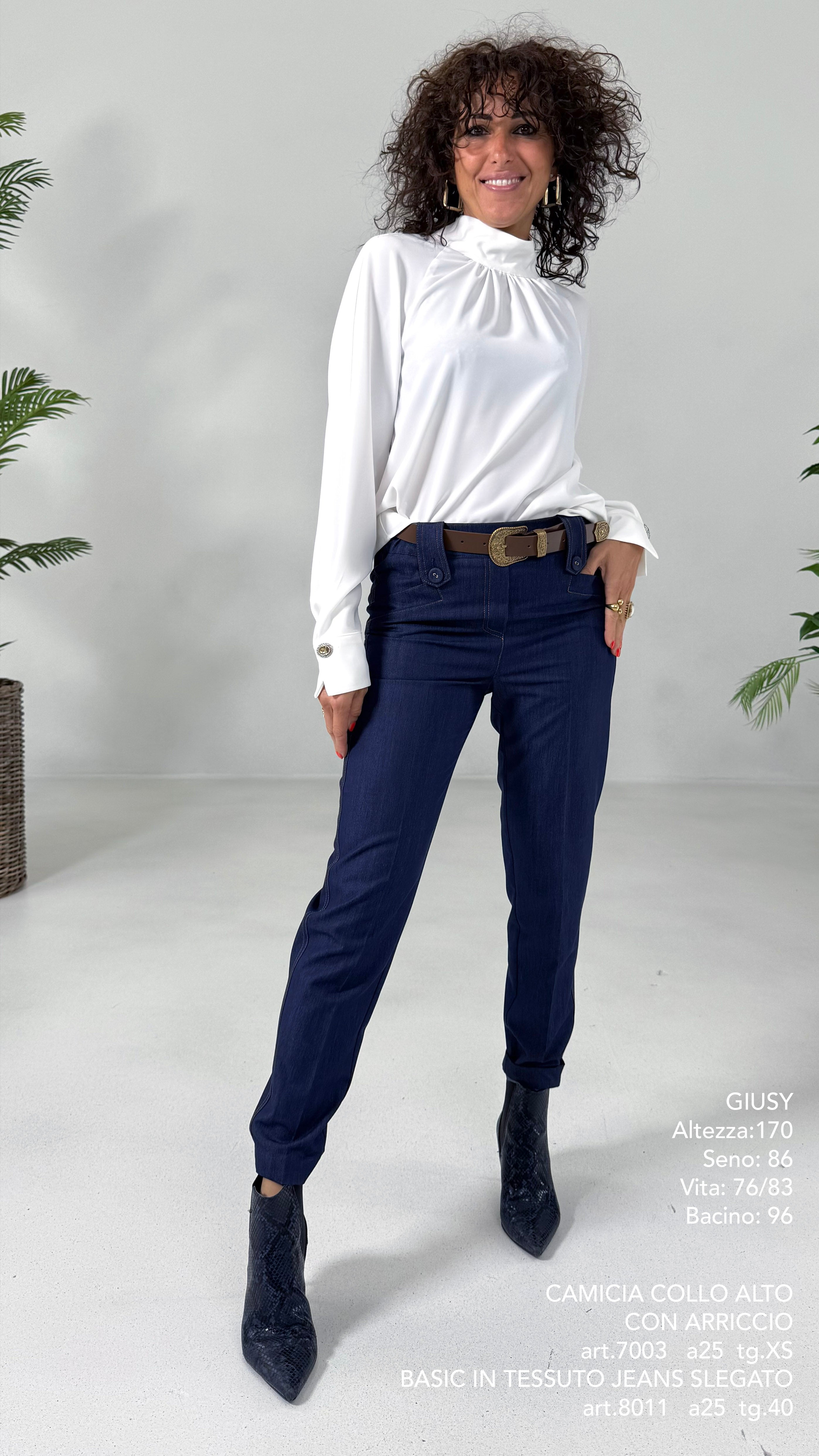 CAMICIA IN CADY FLUIDO COLLO ALTO CON ARRICCIO