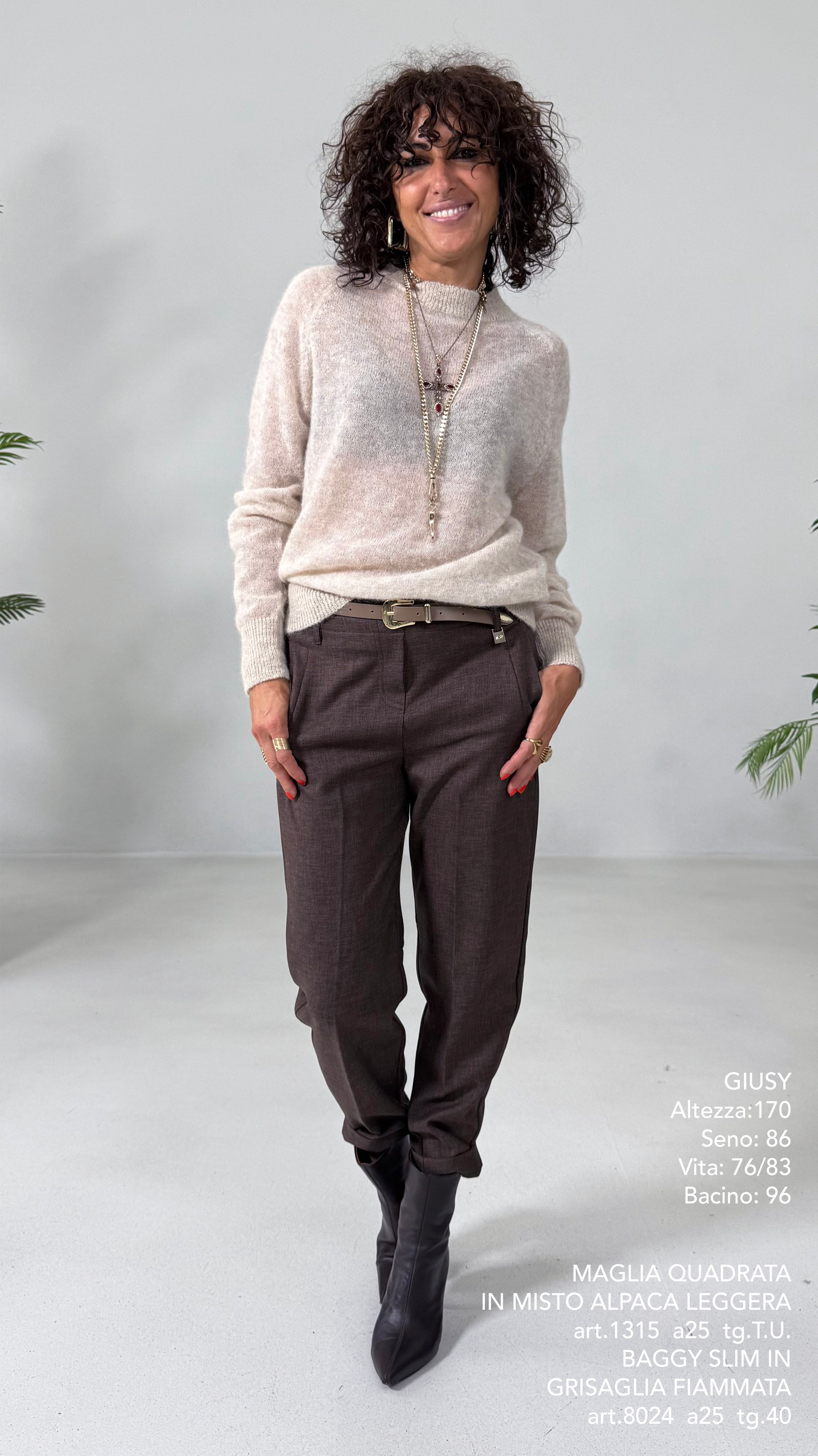 MAGLIA QUADRATA LEGGERA IN MISTO ALPACA