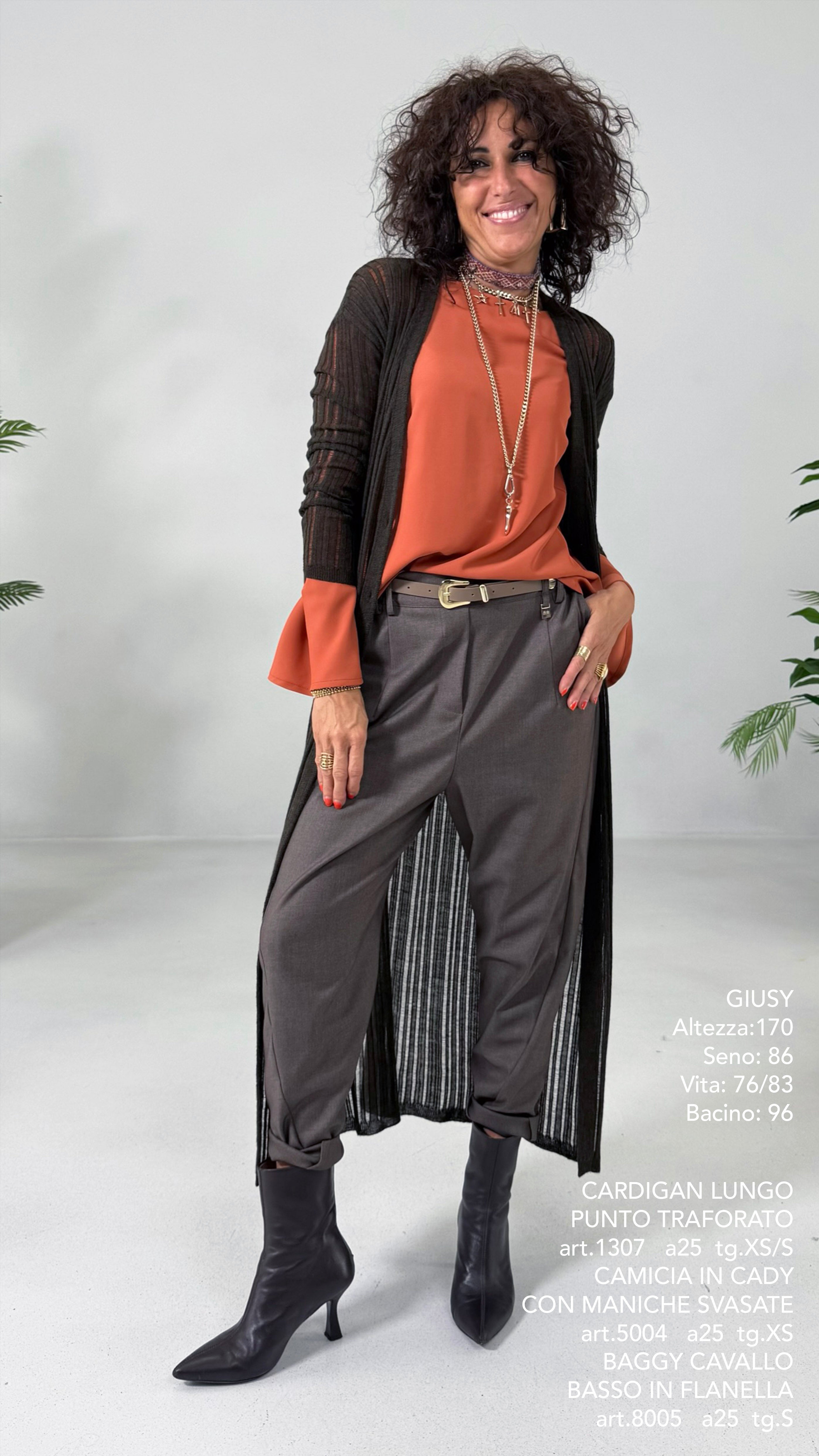 CARDIGAN LUNGO IN LANA VISCOSA PUNTO TRAFORATO