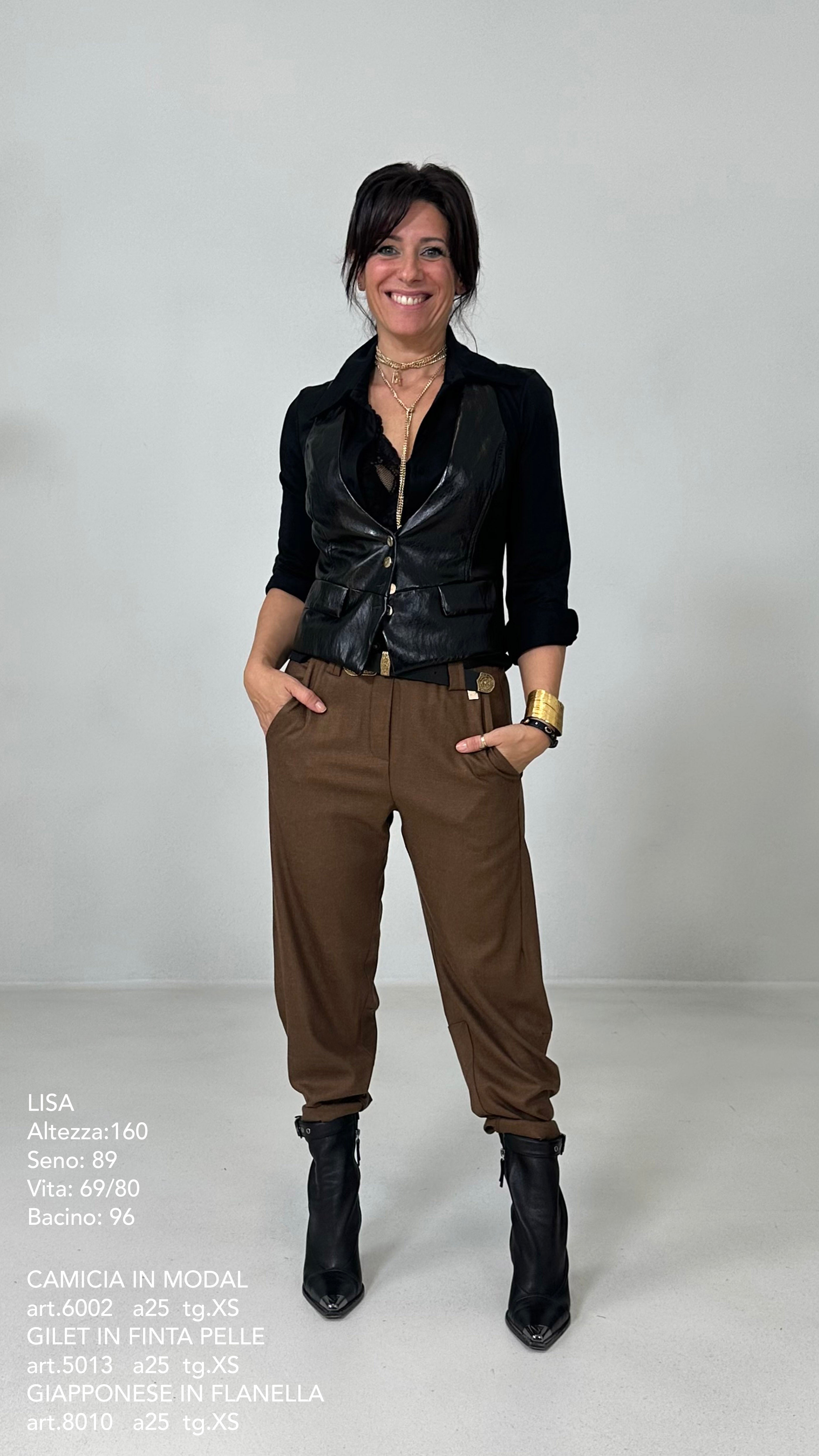 GILET IN FINTA PELLE MOSSA CON FODERA CANGIANTE