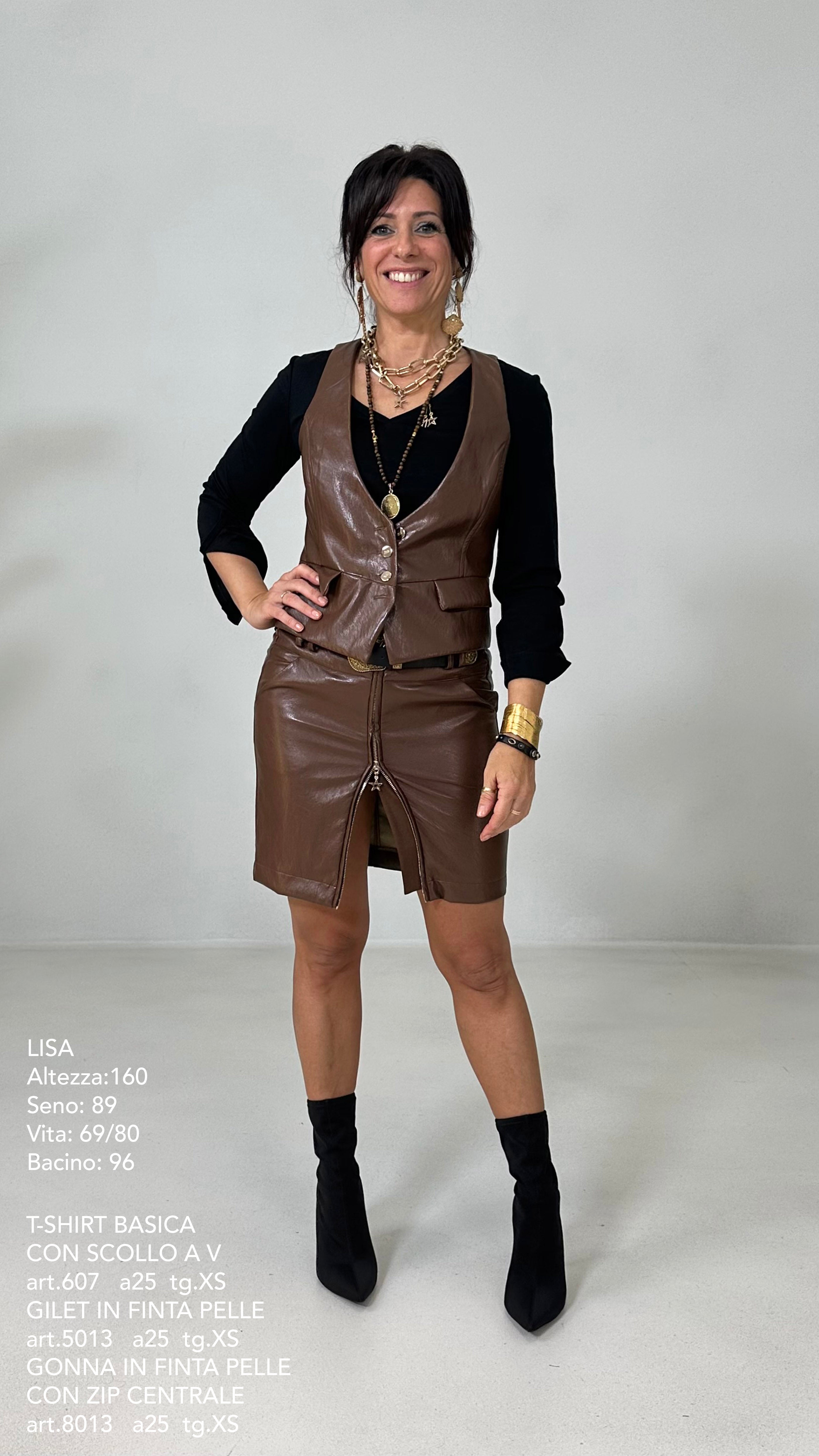 GILET IN FINTA PELLE MOSSA CON FODERA CANGIANTE