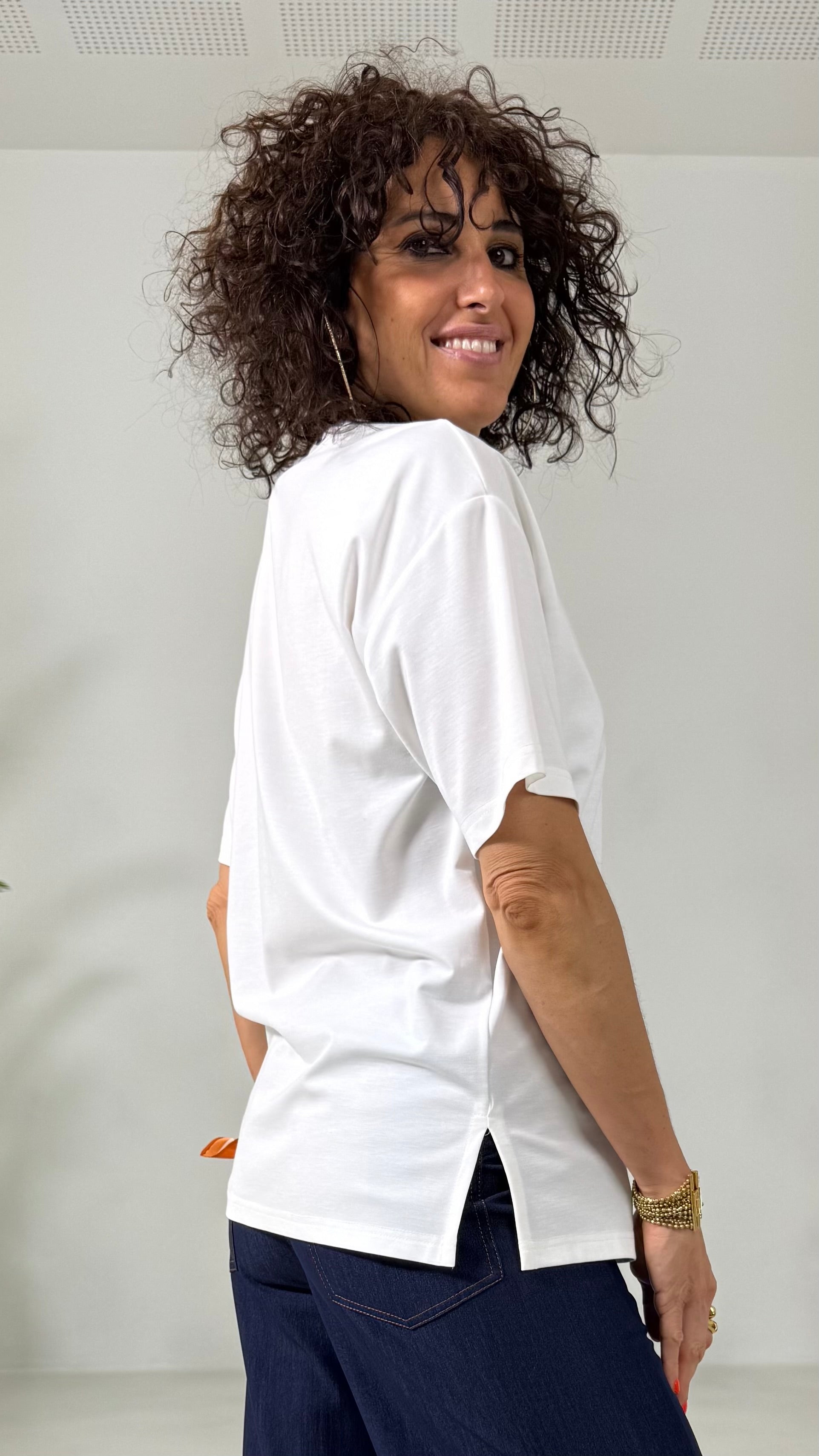 T-SHIRT QUADRATA IN JERSEY VISCOSA NYLON