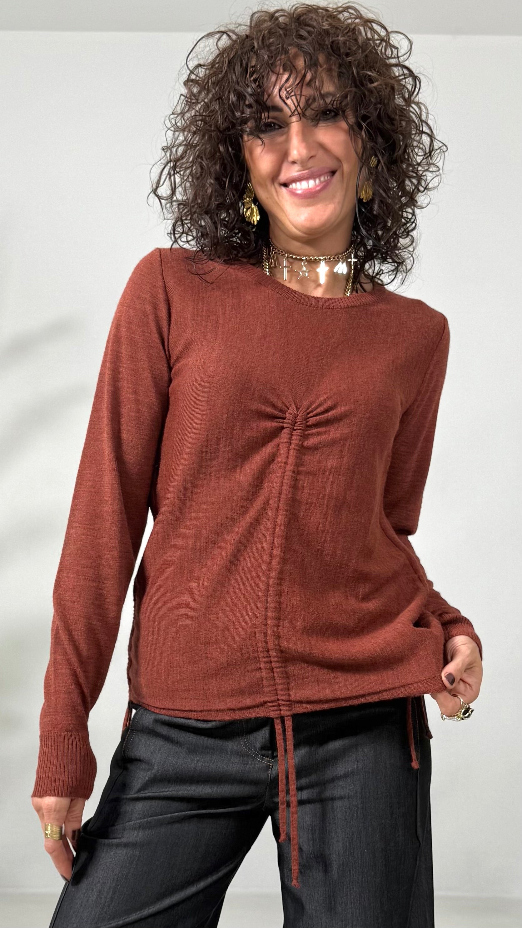 MAGLIA BASIC CON COULISSE IN LANA VISCOSA