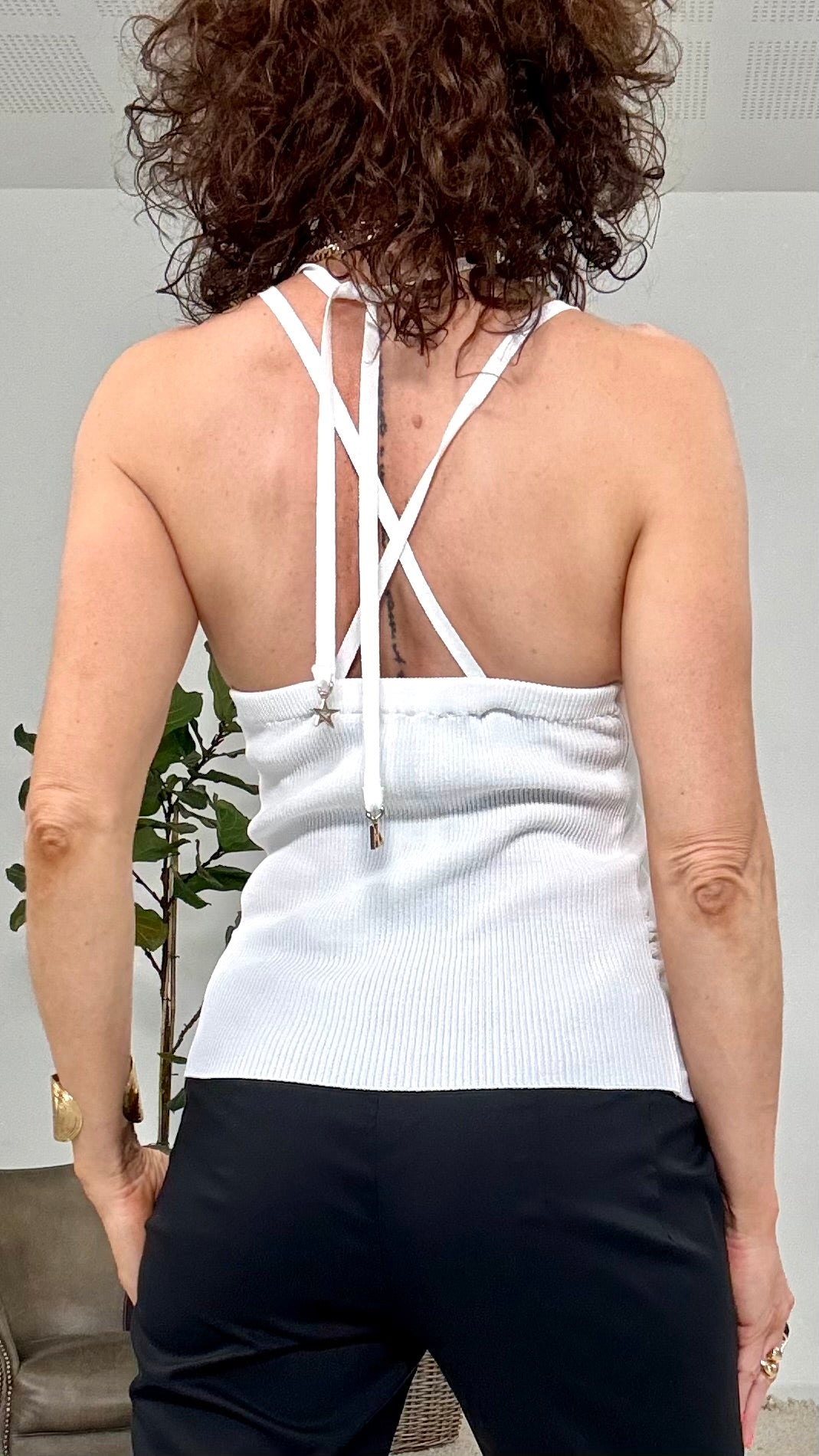 109 P25 BIANCO CANOTTA IN VISCOSA ELASTICA CON DOPPIE SPALLINE