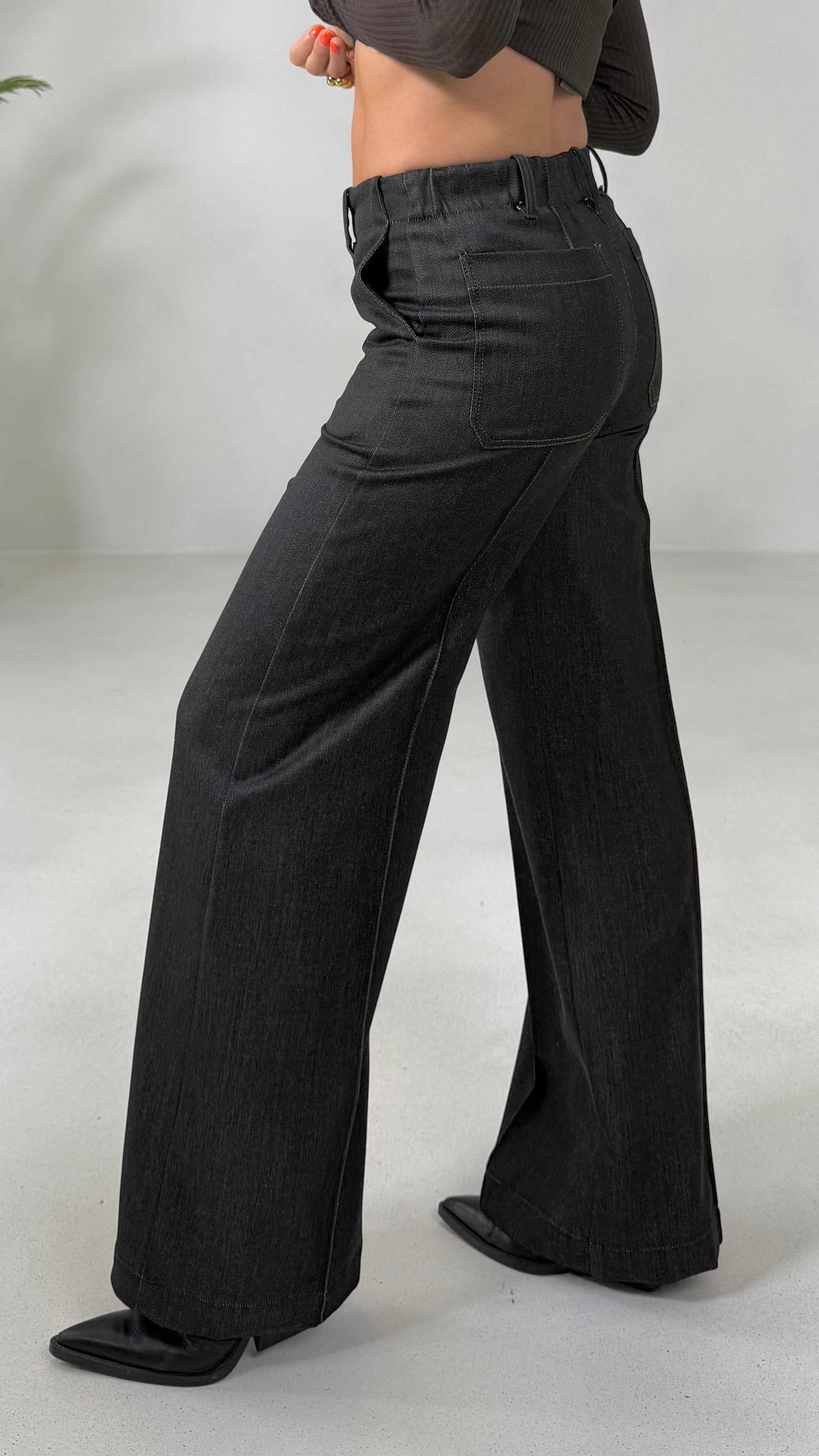 PALAZZO IN MAGLIA TECNICA EFFETTO JEANS