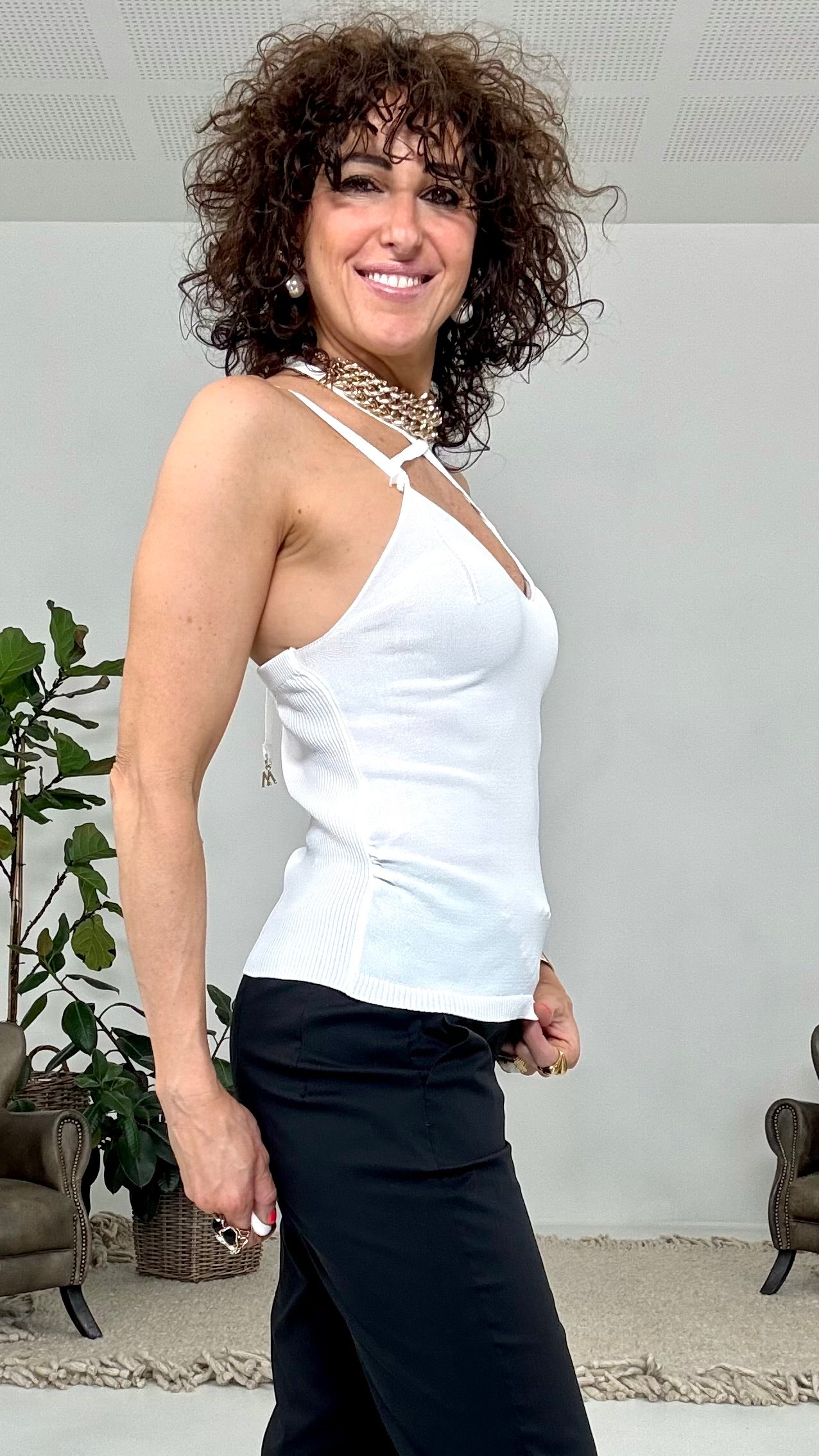 109 P25 BIANCO CANOTTA IN VISCOSA ELASTICA CON DOPPIE SPALLINE