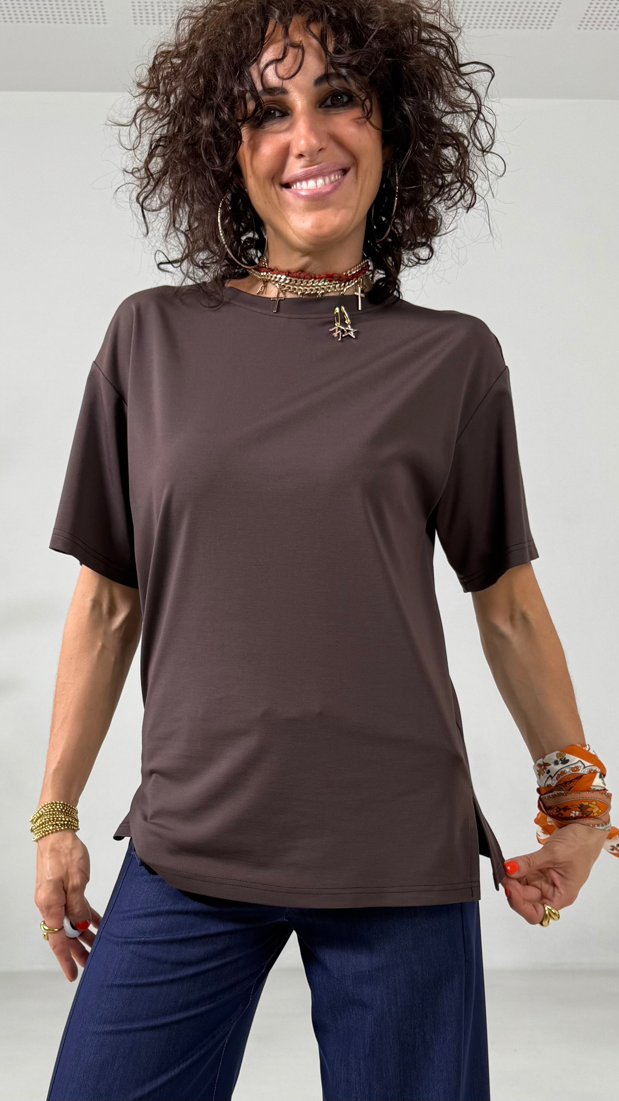 T-SHIRT QUADRATA IN JERSEY VISCOSA NYLON
