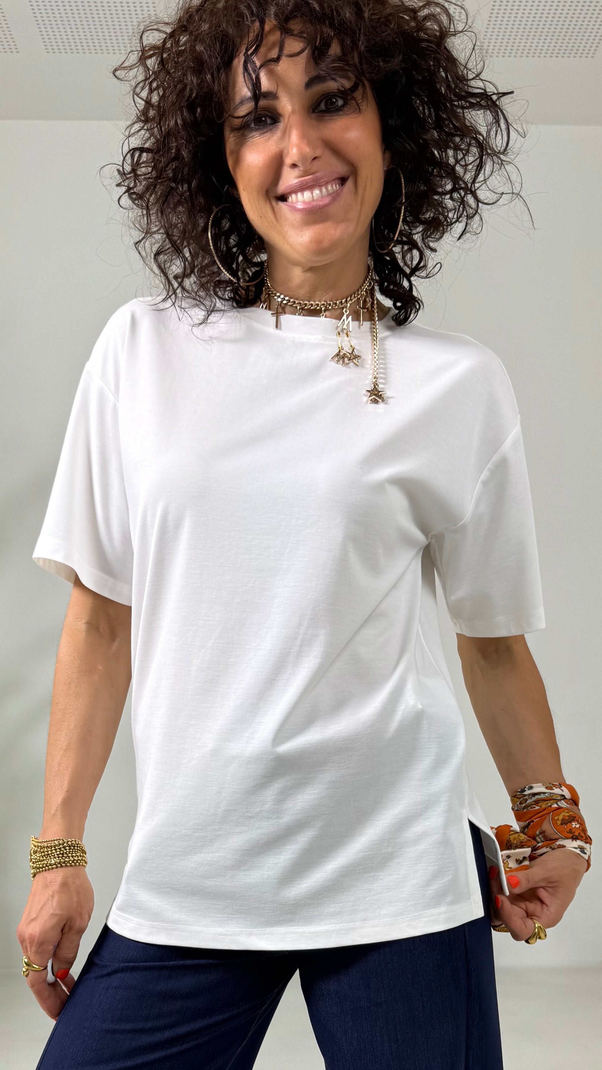 T-SHIRT QUADRATA IN JERSEY VISCOSA NYLON