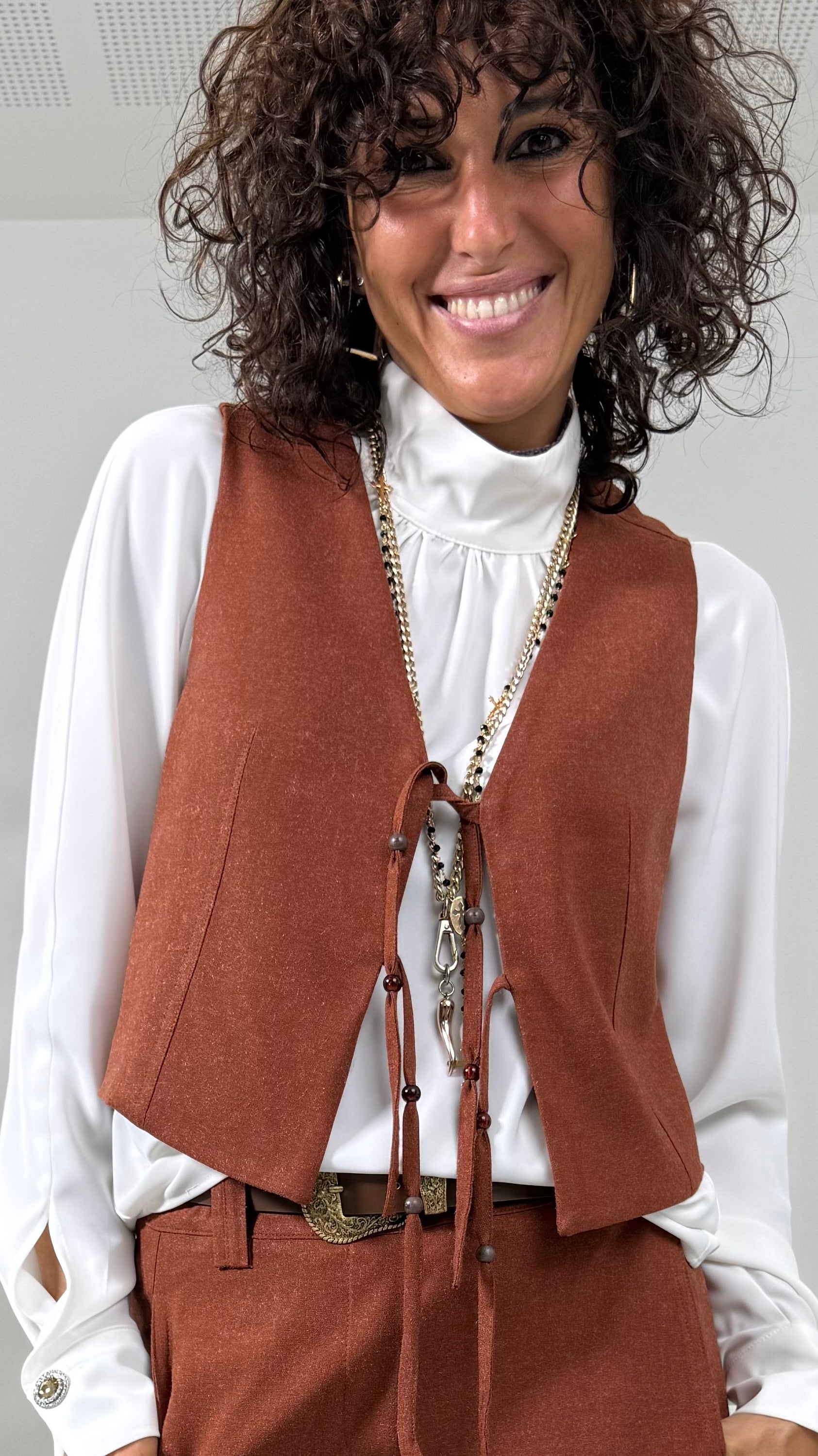 GILET IN FLANELLA SUPER ELASTICA CON LACCI