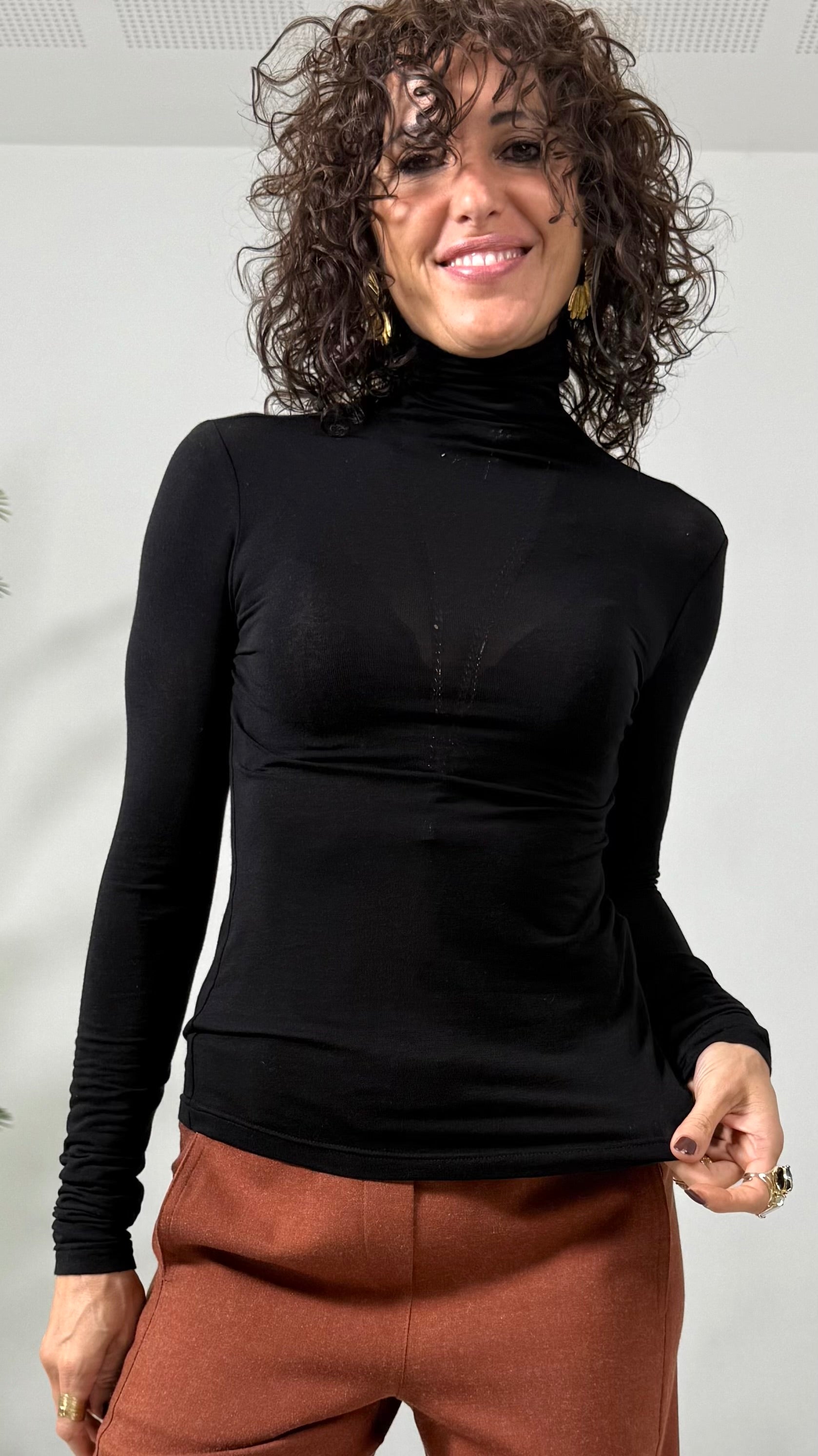LUPETTO IN JERSEY TENCEL E LANA CON MANICA LUNGA