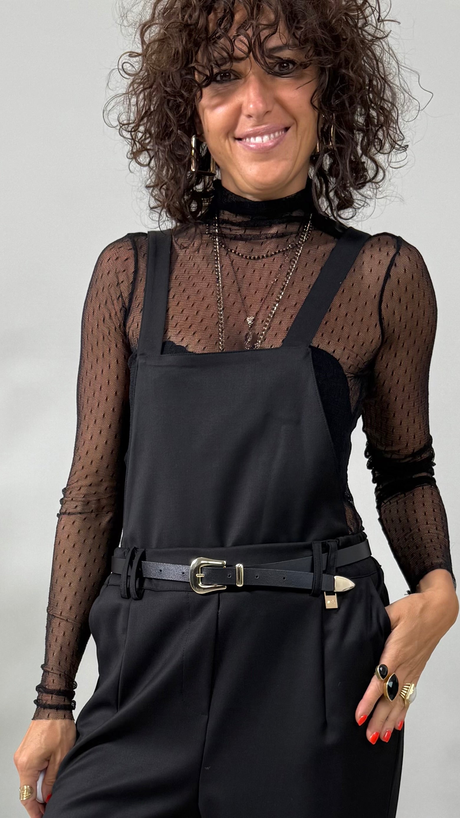 PETTORINA PER EFFETTO SALOPETTE IN FLANELLA PETTINATA