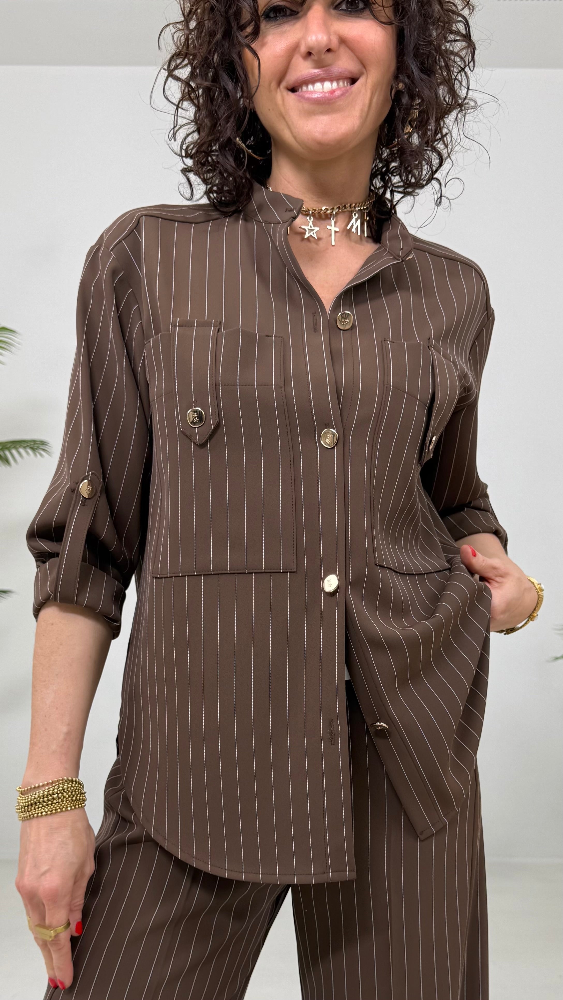 CAMICIA GESSATO IN CADY FLUIDO