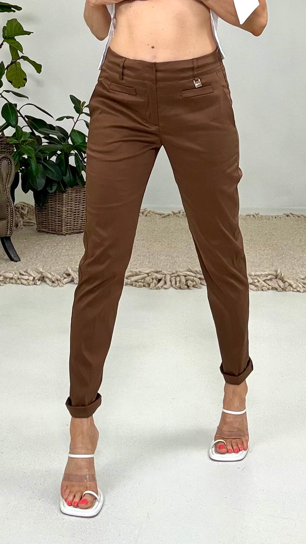 823 P25 TERRA PANTALONE CAROTA IN PELLE D UOVO