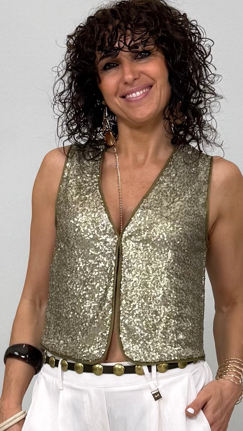 GILET IN PAILLETTES E MUSSOLA