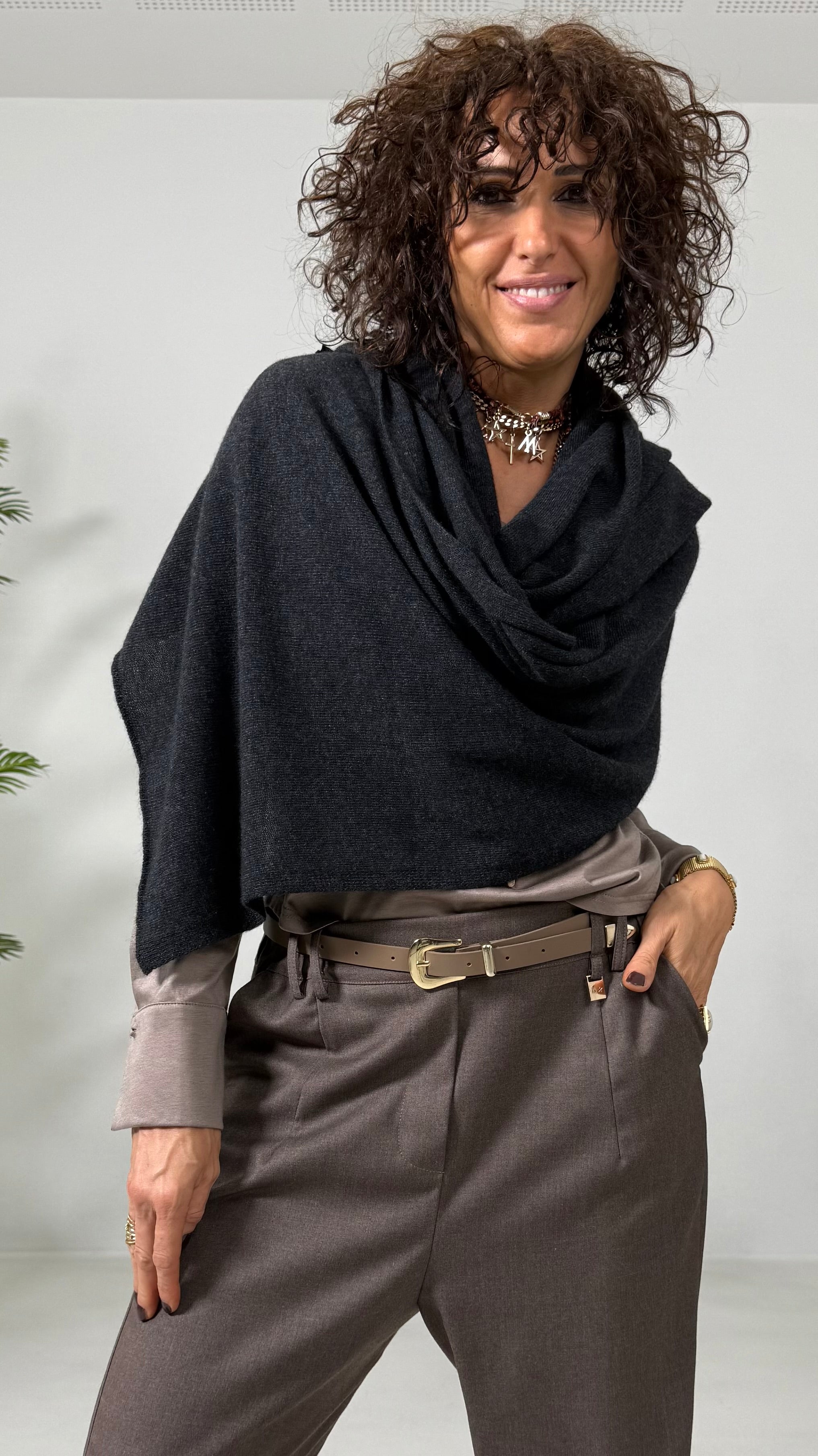 SCIARPA MANTELLA RETTANGOLARE IN MISTO CASHMERE