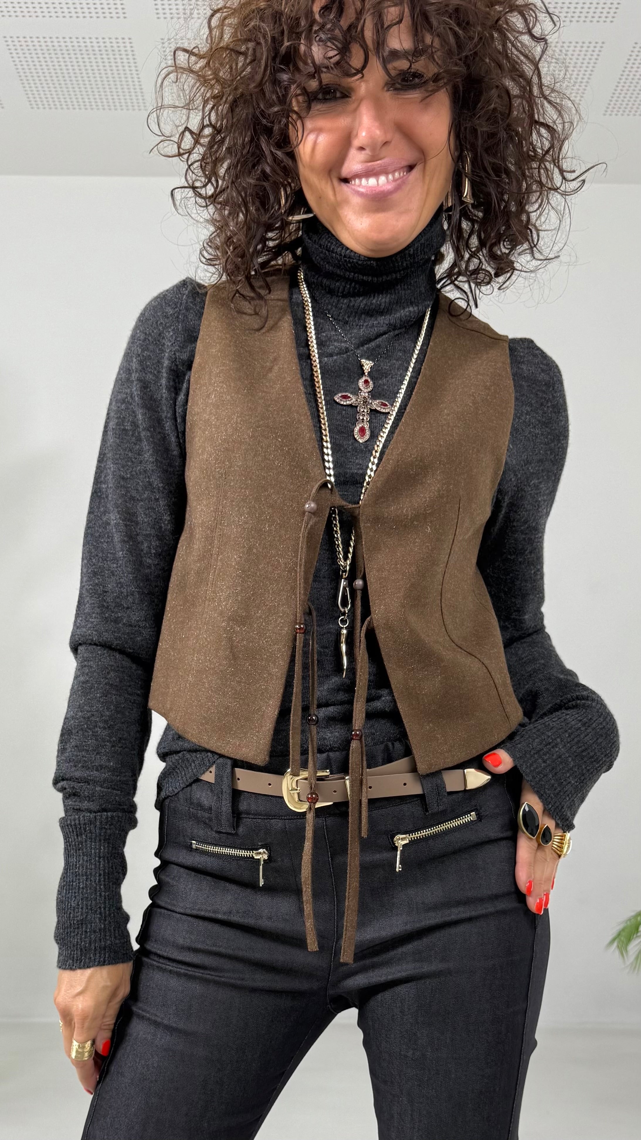 GILET IN FLANELLA SUPER ELASTICA CON LACCI
