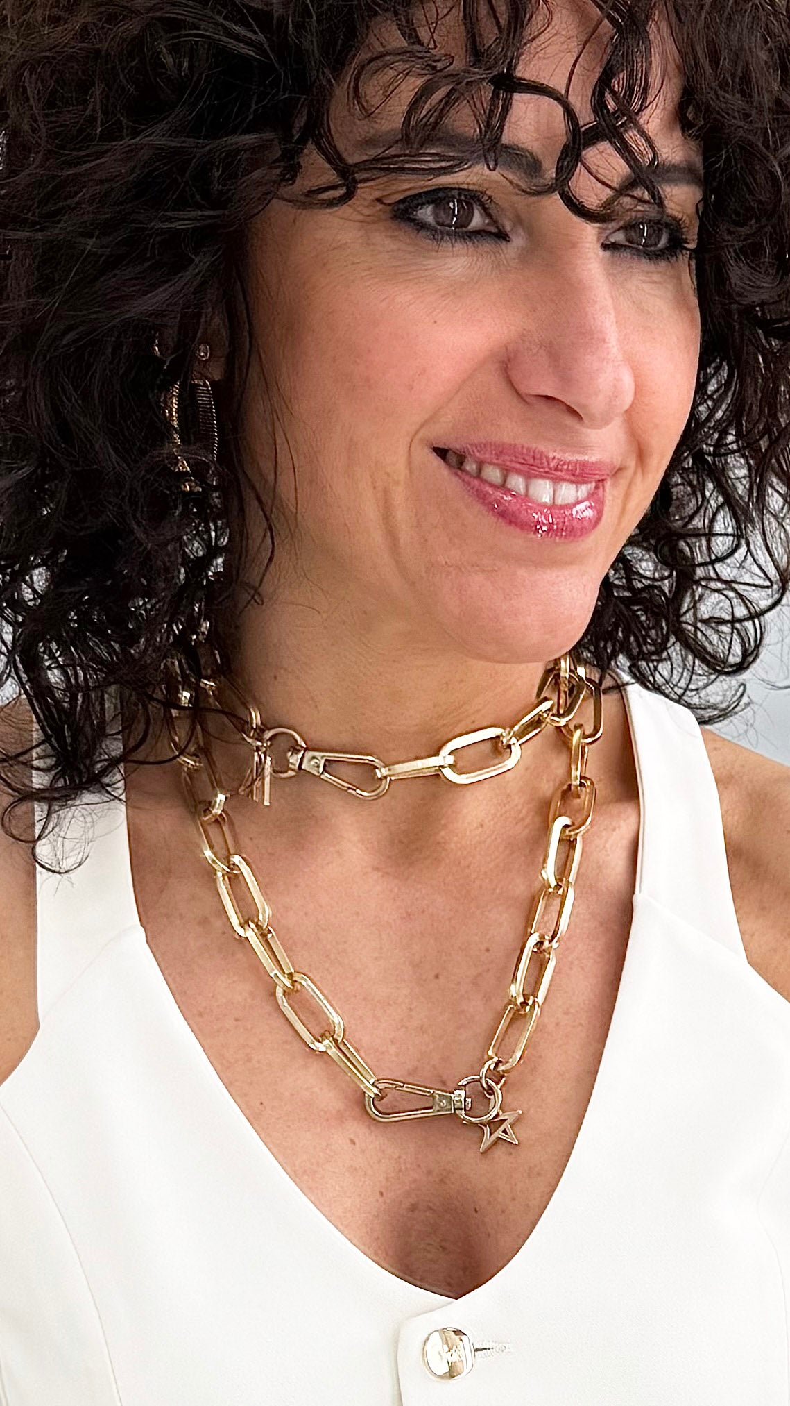 COLLANA CATENA LUNGA MAGLIE LARGHE STACCABILI