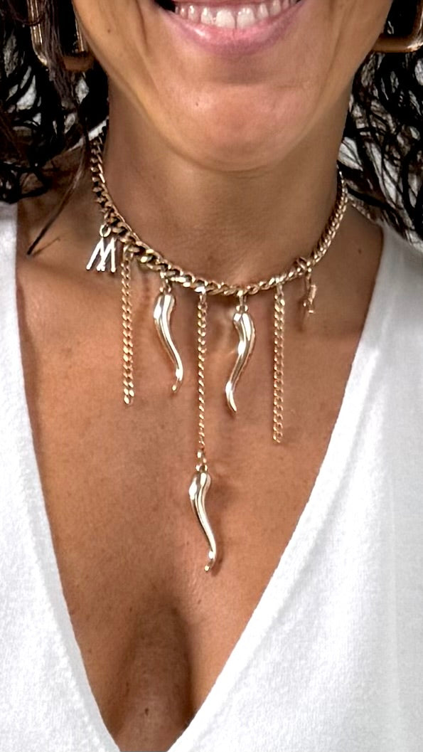 COLLANA CATENA SOTTILE E CORNETTI