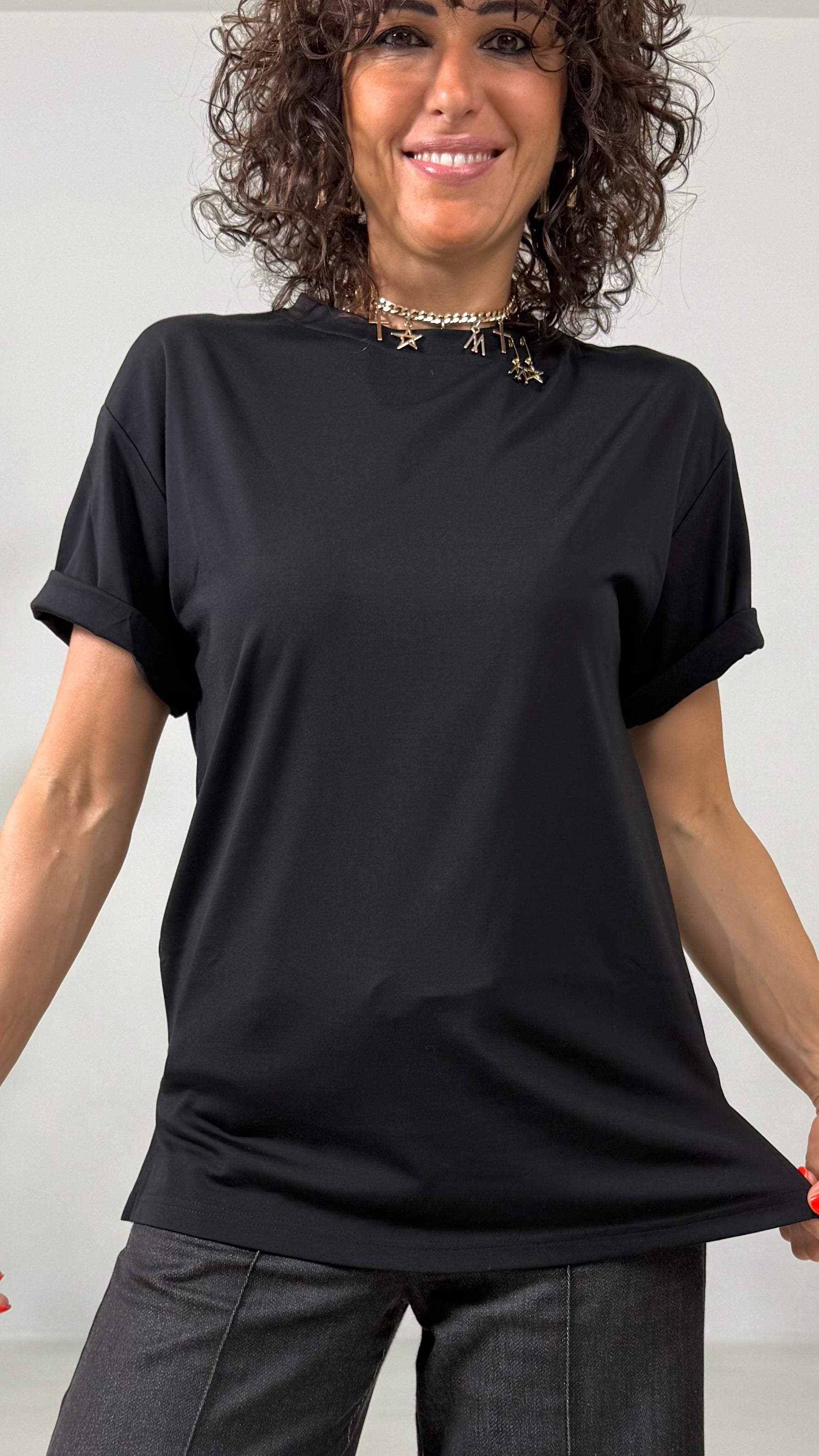 T-SHIRT QUADRATA IN JERSEY VISCOSA NYLON
